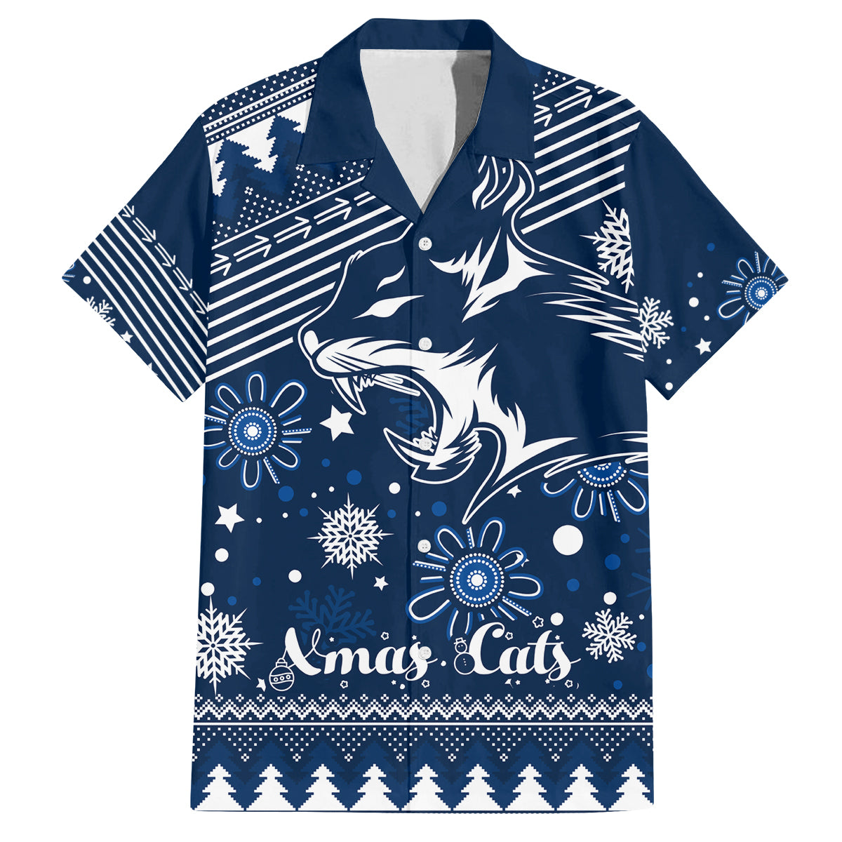 custom-geelong-cats-football-family-matching-long-sleeve-bodycon-dress-and-hawaiian-shirt-christmas-vibe-2023