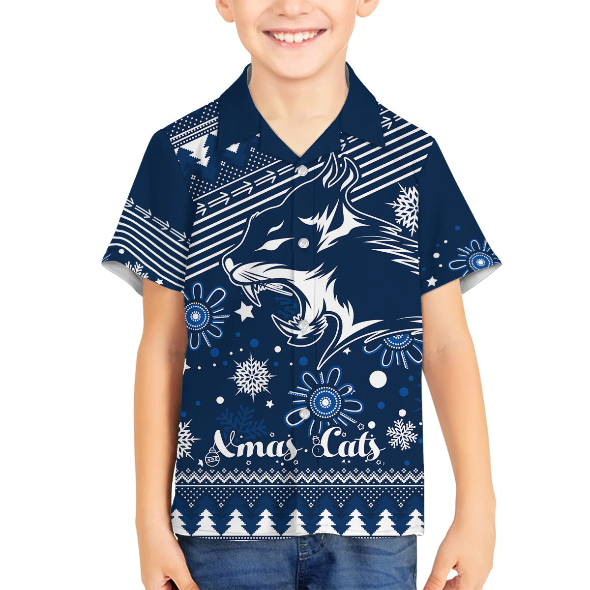 custom-geelong-cats-football-family-matching-long-sleeve-bodycon-dress-and-hawaiian-shirt-christmas-vibe-2023