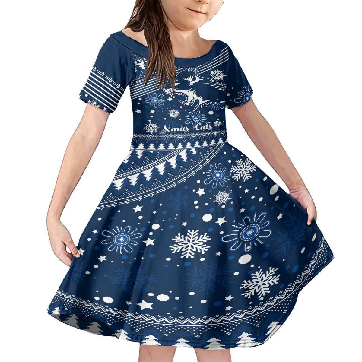 custom-geelong-cats-football-family-matching-off-shoulder-long-sleeve-dress-and-hawaiian-shirt-christmas-vibe-2023