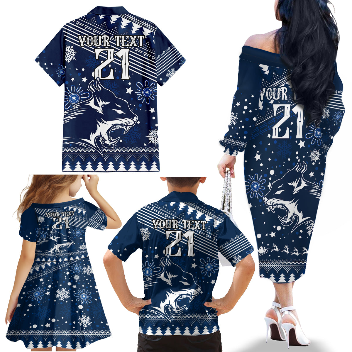 custom-geelong-cats-football-family-matching-off-shoulder-long-sleeve-dress-and-hawaiian-shirt-christmas-vibe-2023