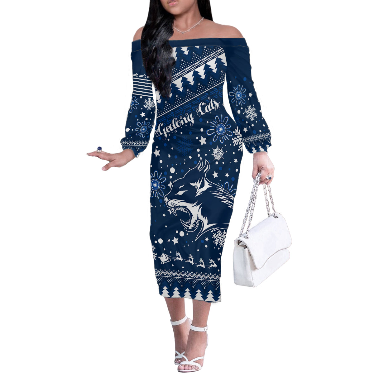 custom-geelong-cats-football-family-matching-off-shoulder-long-sleeve-dress-and-hawaiian-shirt-christmas-vibe-2023