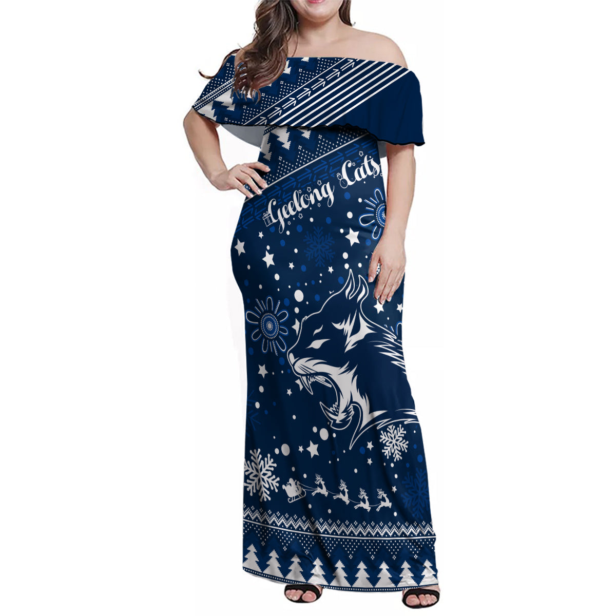 custom-geelong-cats-football-family-matching-off-shoulder-maxi-dress-and-hawaiian-shirt-christmas-vibe-2023