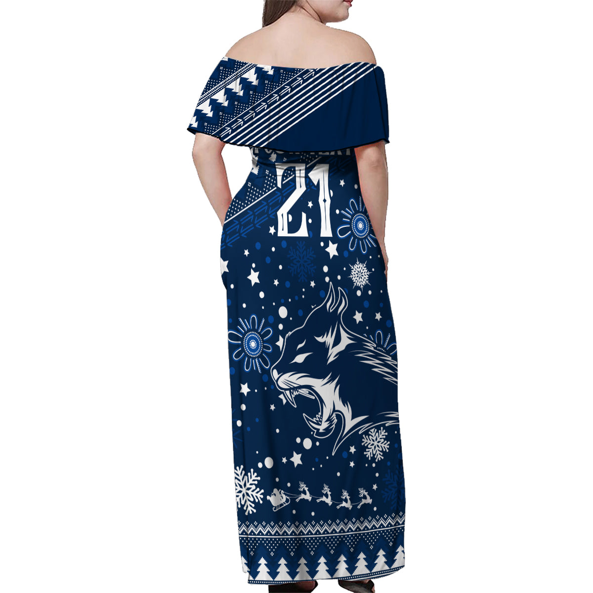 custom-geelong-cats-football-family-matching-off-shoulder-maxi-dress-and-hawaiian-shirt-christmas-vibe-2023