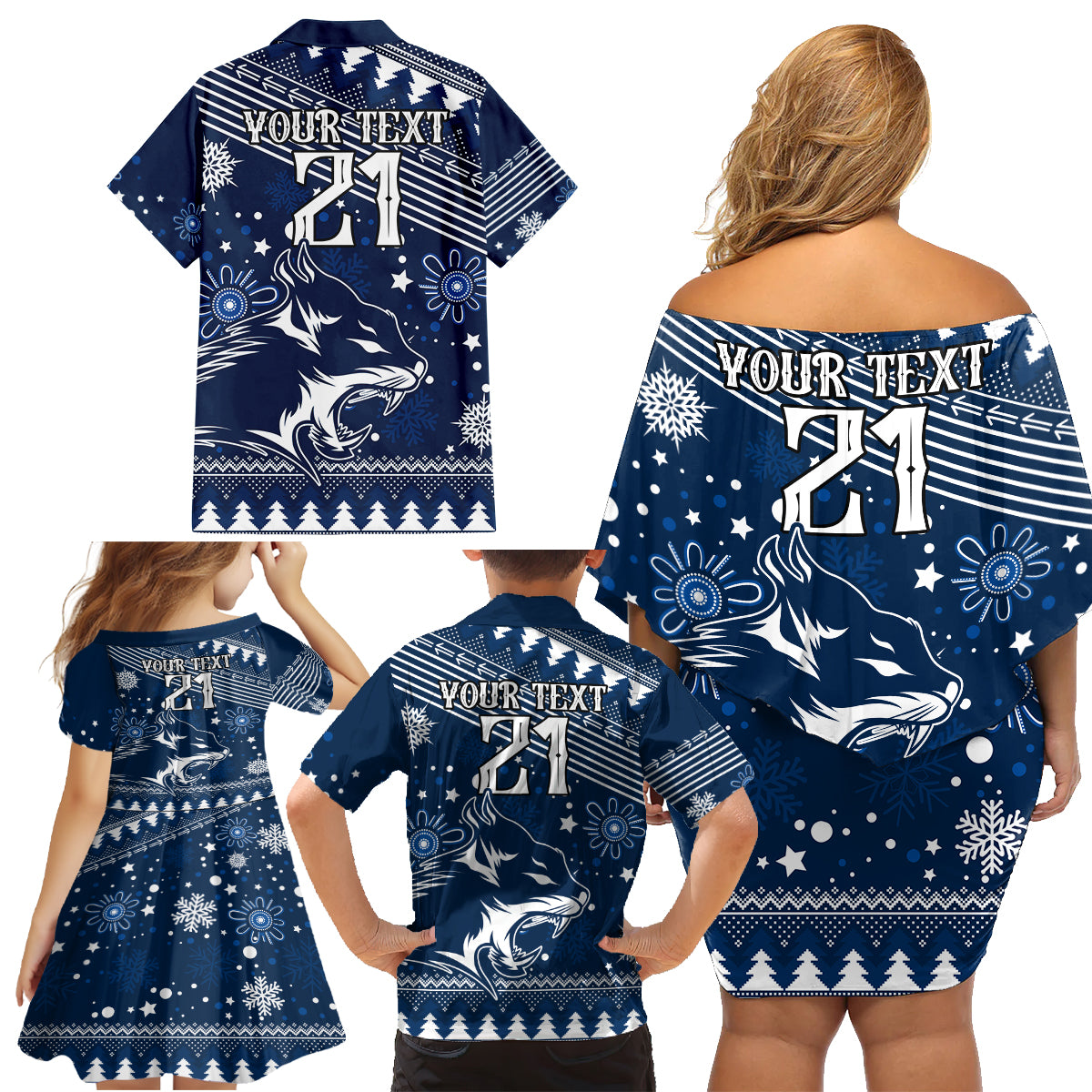 custom-geelong-cats-football-family-matching-off-shoulder-short-dress-and-hawaiian-shirt-christmas-vibe-2023