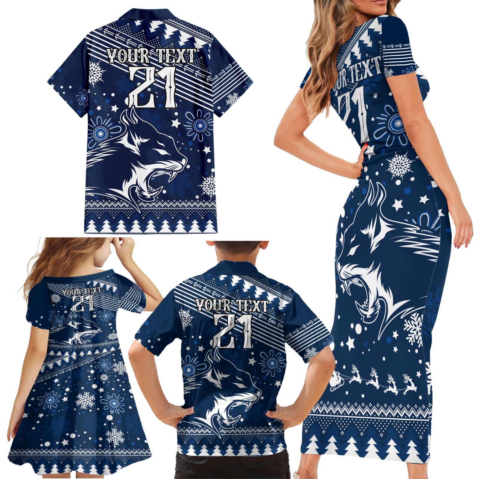 custom-geelong-cats-football-family-matching-short-sleeve-bodycon-dress-and-hawaiian-shirt-christmas-vibe-2023