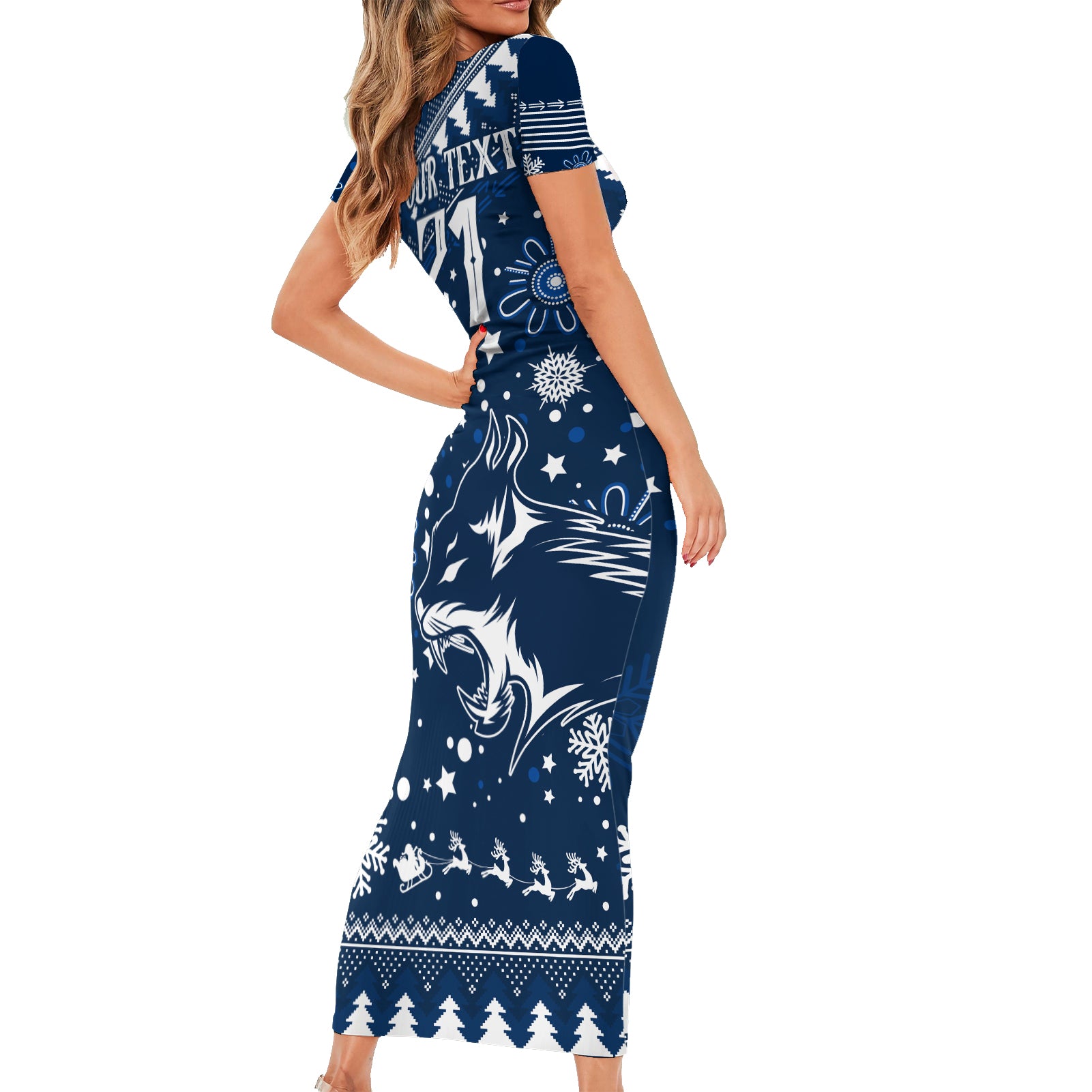 custom-geelong-cats-football-family-matching-short-sleeve-bodycon-dress-and-hawaiian-shirt-christmas-vibe-2023