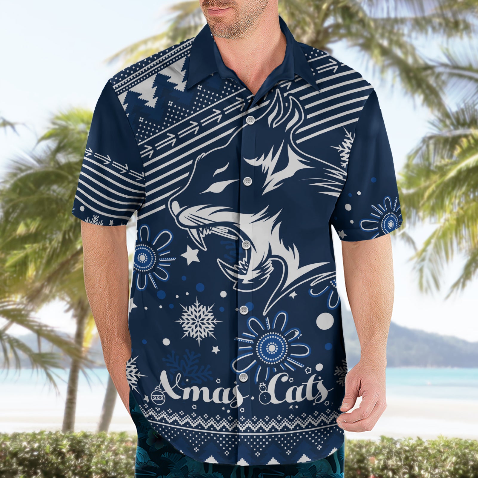 Custom Geelong Cats Football Hawaiian Shirt Christmas Vibe 2023 - Vibe Hoodie Shop
