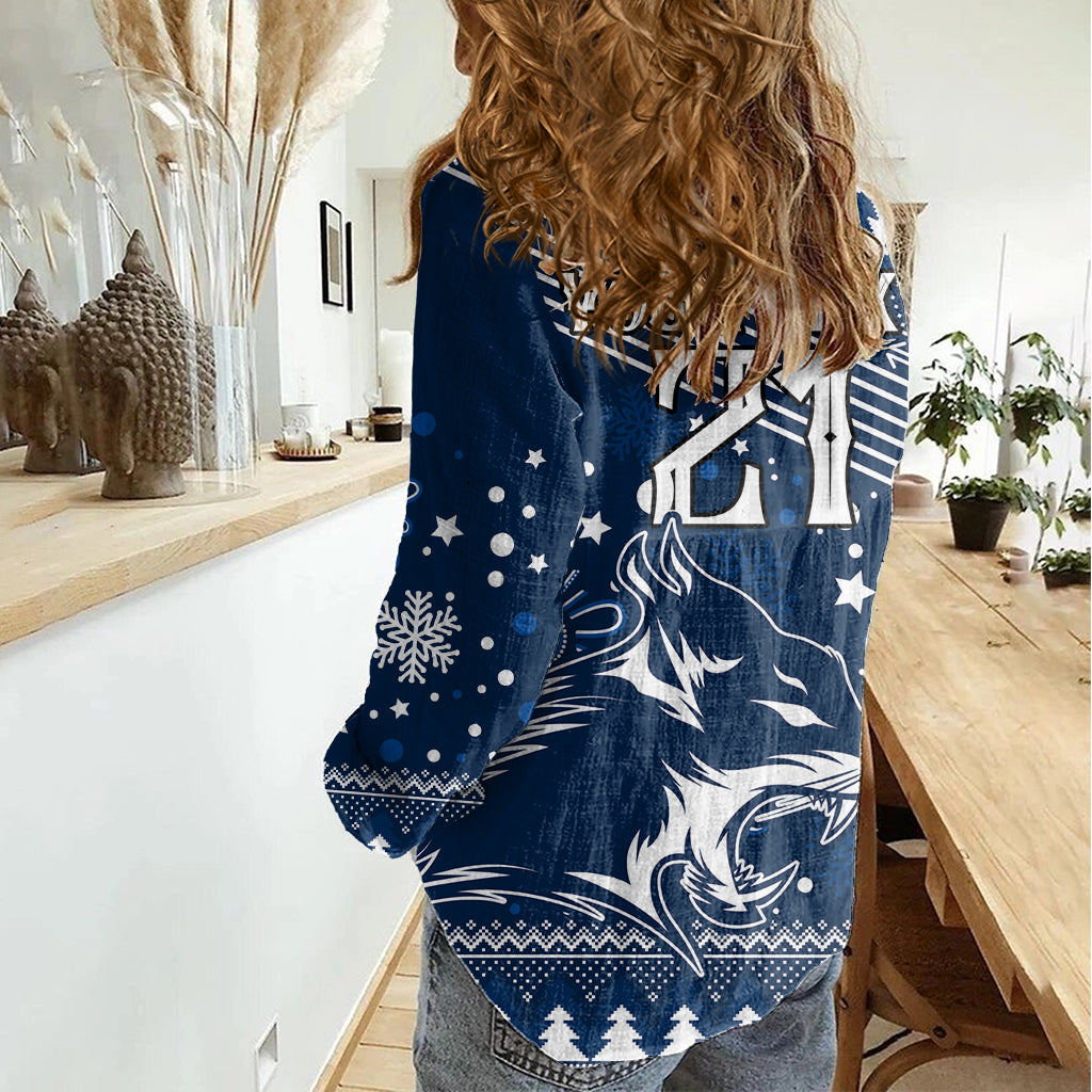 Custom Geelong Cats Football Women Casual Shirt Christmas Vibe 2023 - Vibe Hoodie Shop