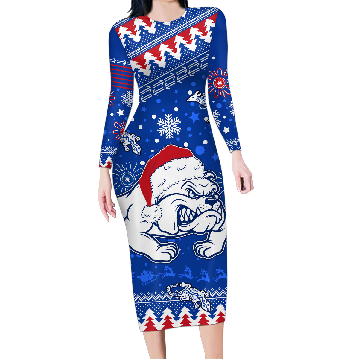 bulldogs-football-family-matching-long-sleeve-bodycon-dress-and-hawaiian-shirt-christmas-vibe-2023