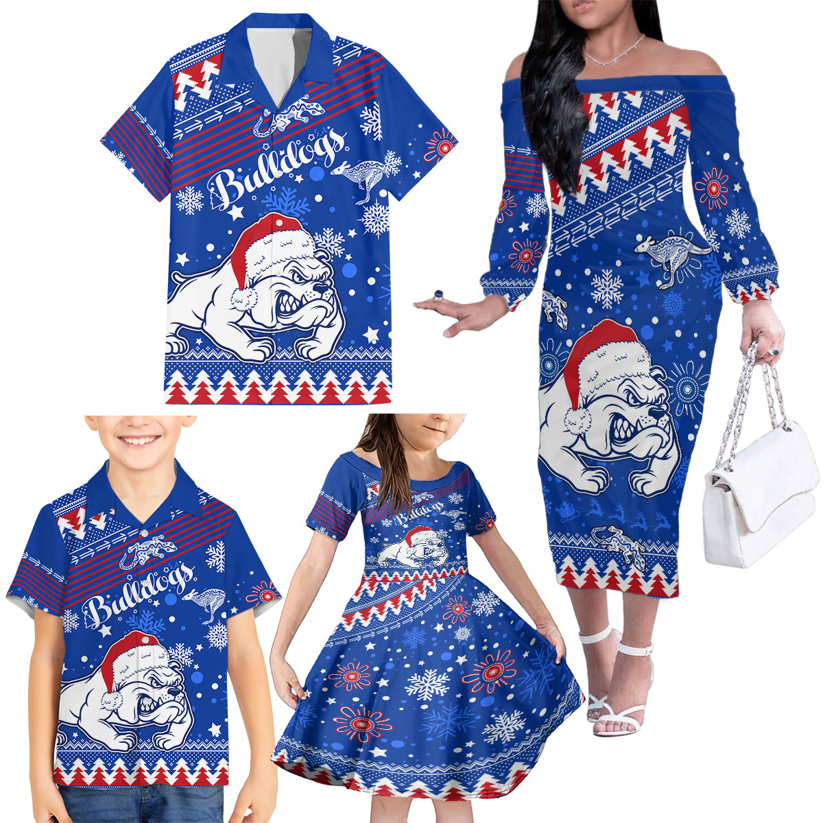 bulldogs-football-family-matching-off-shoulder-long-sleeve-dress-and-hawaiian-shirt-christmas-vibe-2023