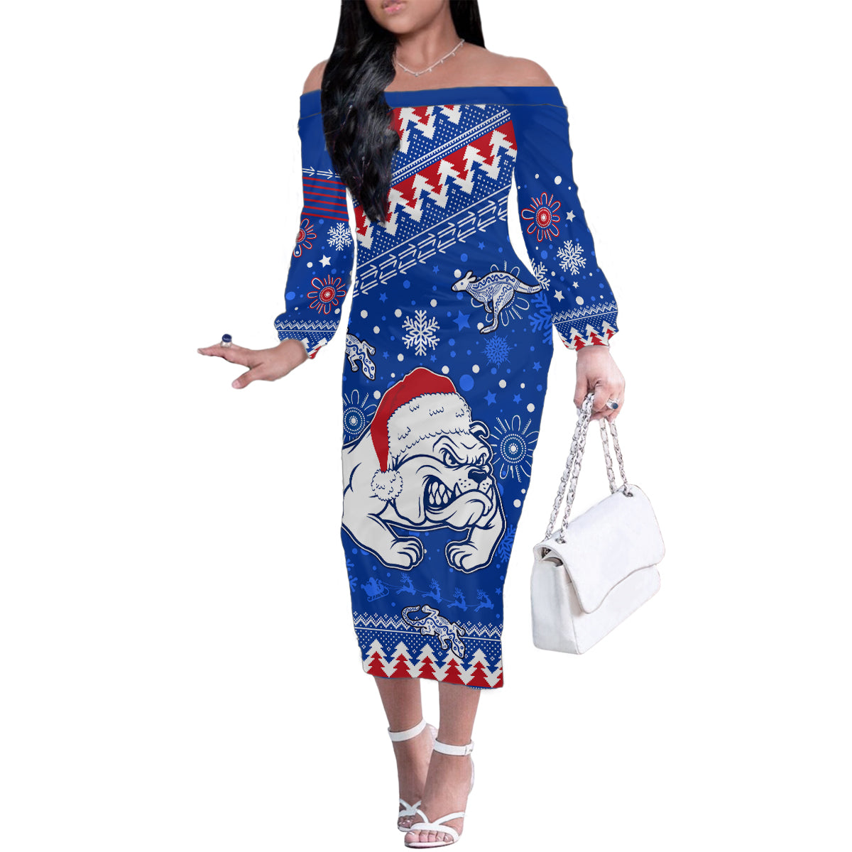 bulldogs-football-family-matching-off-shoulder-long-sleeve-dress-and-hawaiian-shirt-christmas-vibe-2023