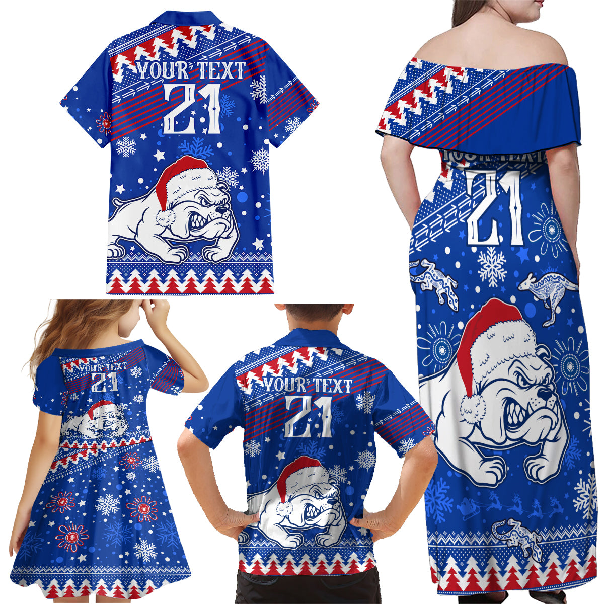 bulldogs-football-family-matching-off-shoulder-maxi-dress-and-hawaiian-shirt-christmas-vibe-2023