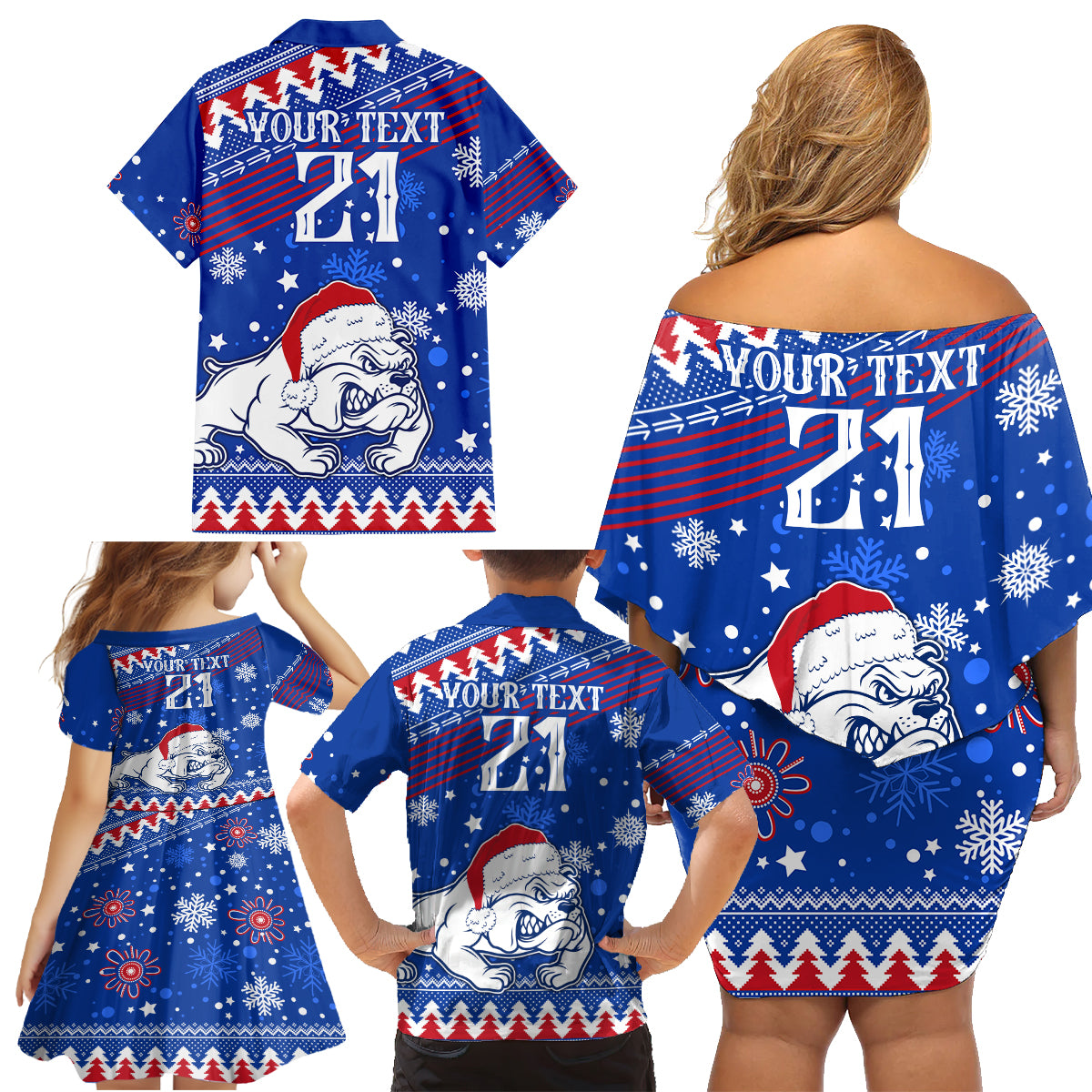 bulldogs-football-family-matching-off-shoulder-short-dress-and-hawaiian-shirt-christmas-vibe-2023