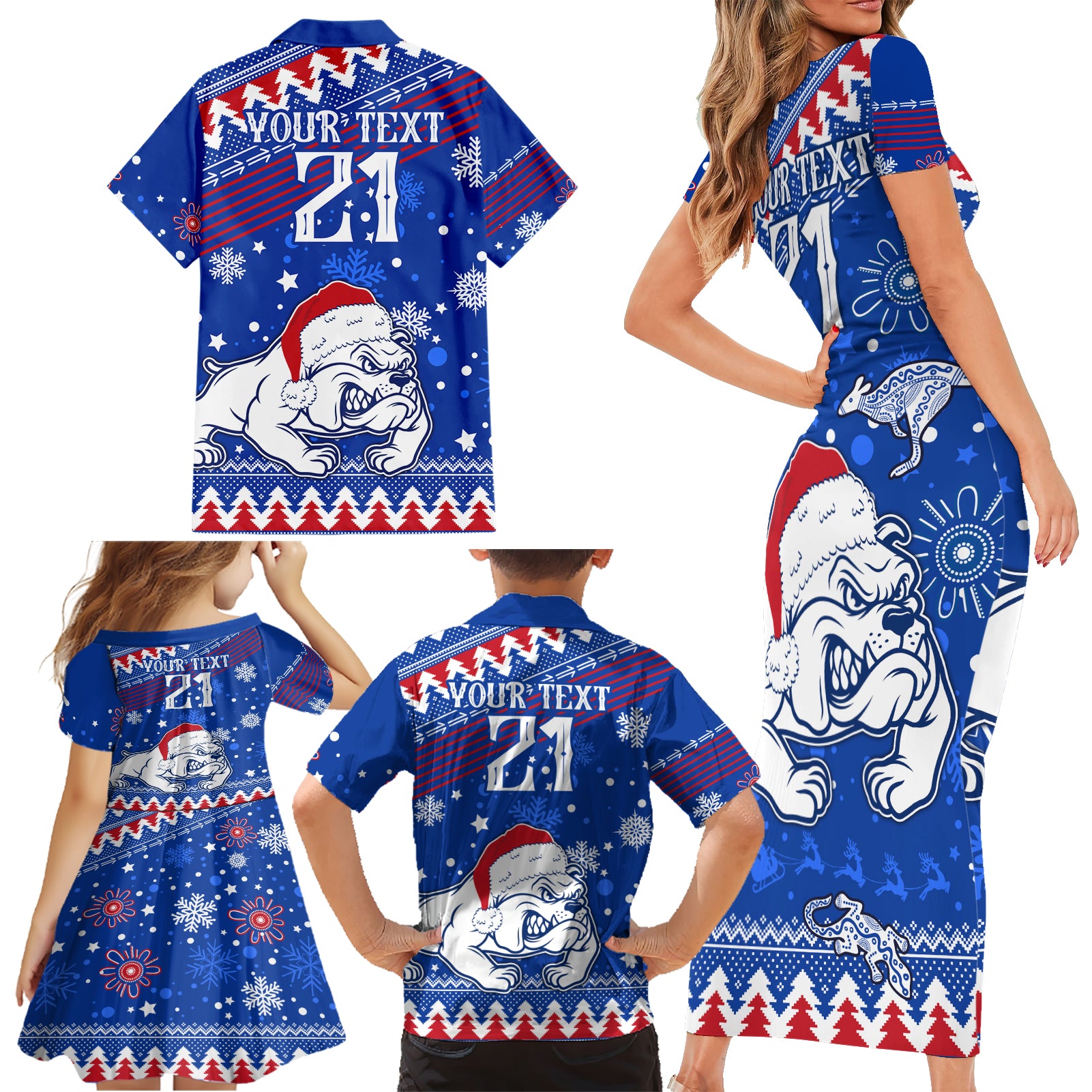 bulldogs-football-family-matching-short-sleeve-bodycon-dress-and-hawaiian-shirt-christmas-vibe-2023