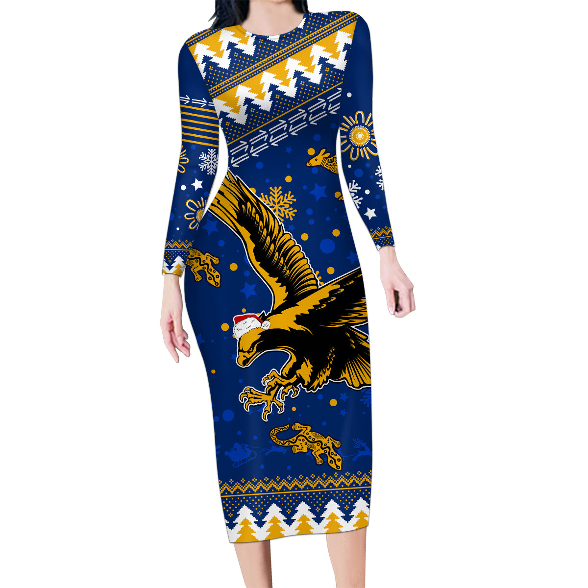 custom-eagles-football-family-matching-long-sleeve-bodycon-dress-and-hawaiian-shirt-christmas-vibe-2023