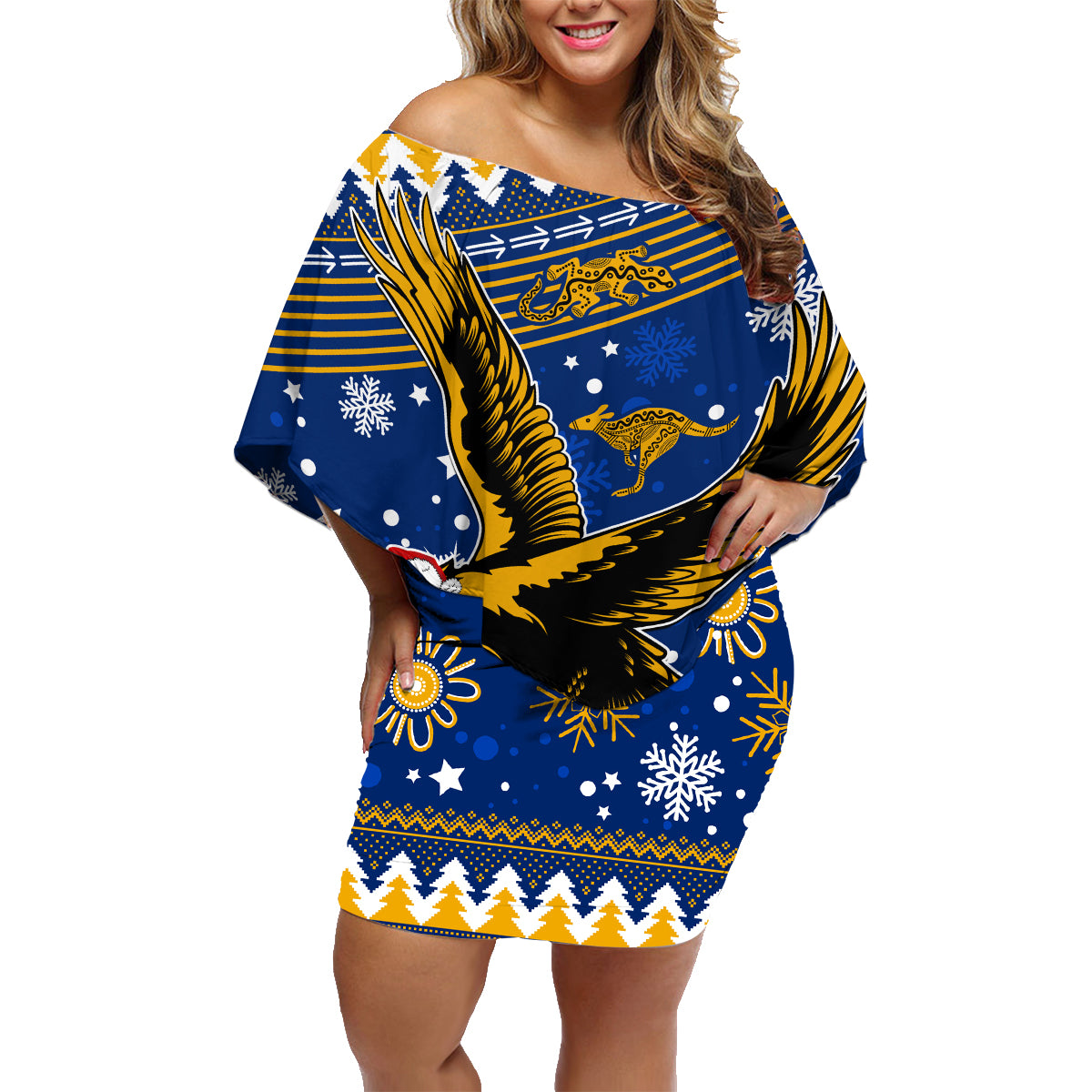 custom-eagles-football-family-matching-off-shoulder-short-dress-and-hawaiian-shirt-christmas-vibe-2023