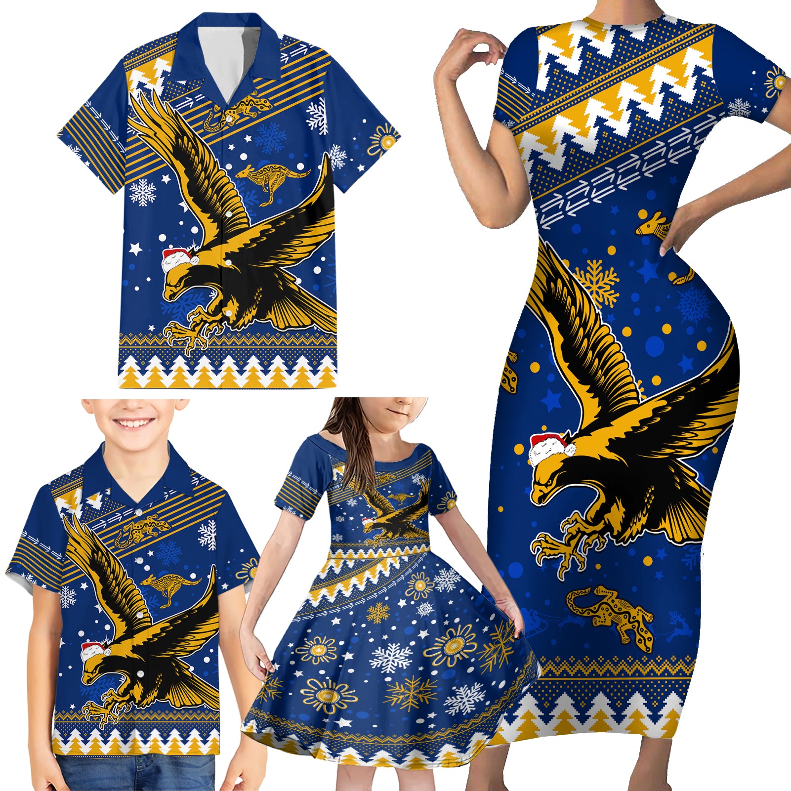 custom-eagles-football-family-matching-short-sleeve-bodycon-dress-and-hawaiian-shirt-christmas-vibe-2023