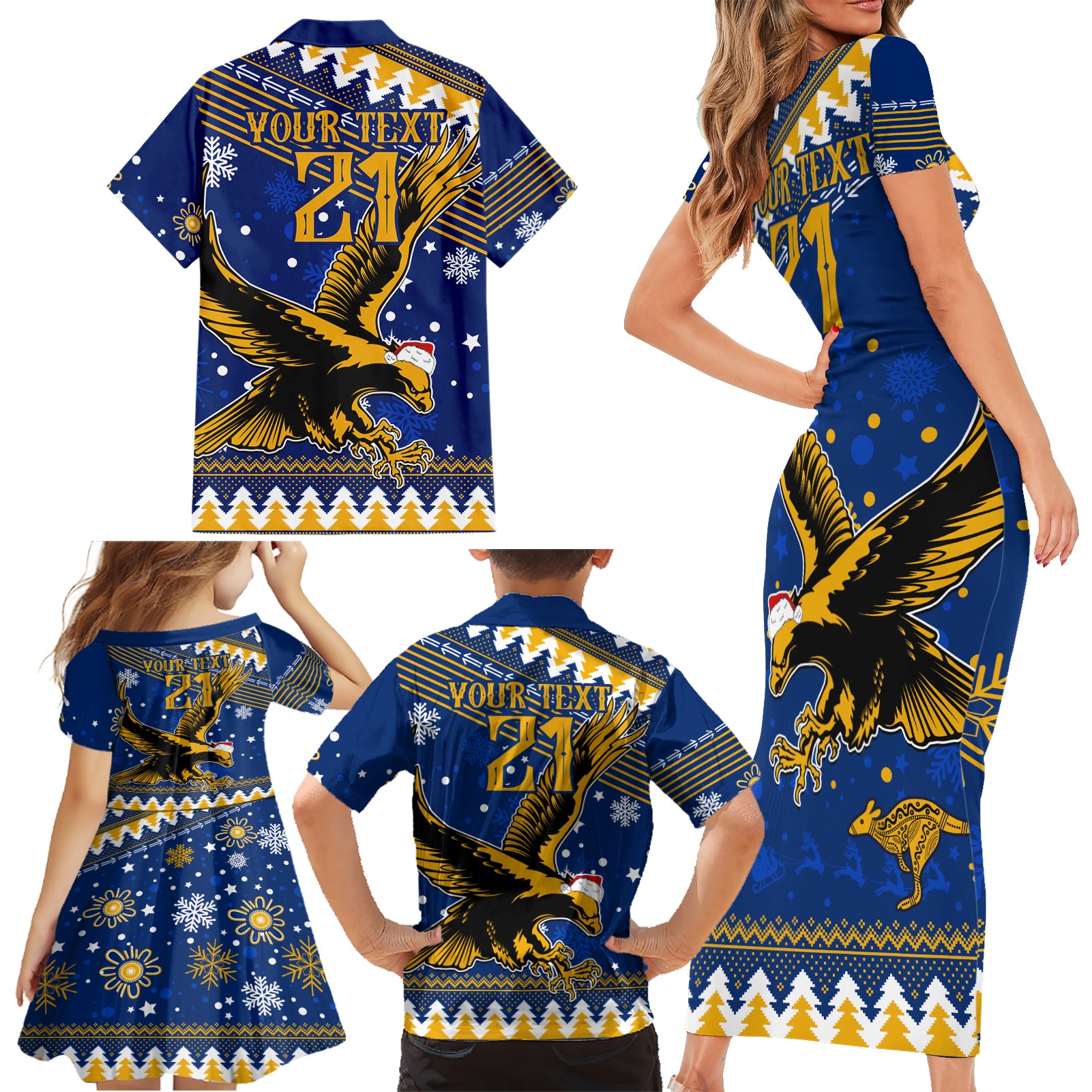 custom-eagles-football-family-matching-short-sleeve-bodycon-dress-and-hawaiian-shirt-christmas-vibe-2023