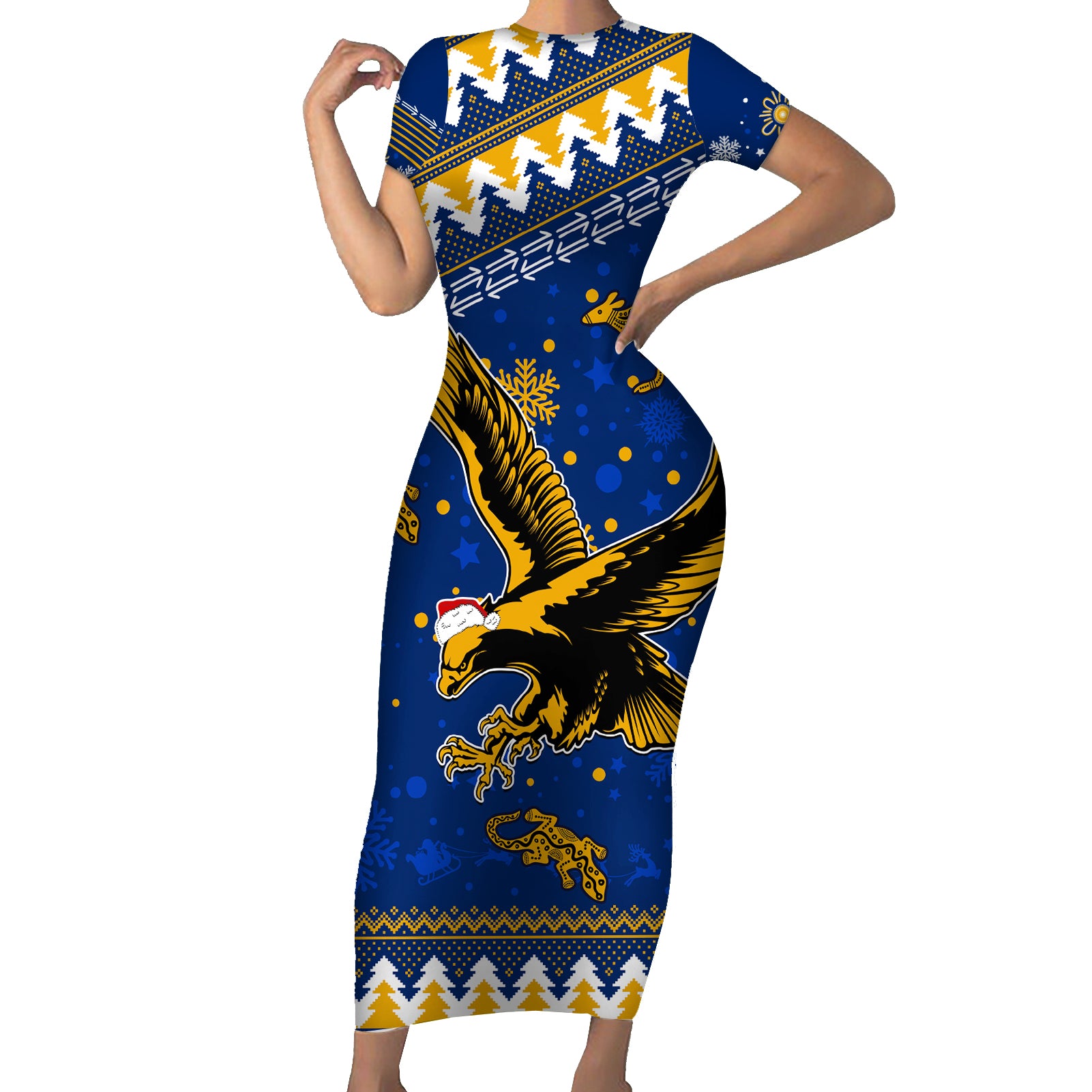 custom-eagles-football-family-matching-short-sleeve-bodycon-dress-and-hawaiian-shirt-christmas-vibe-2023