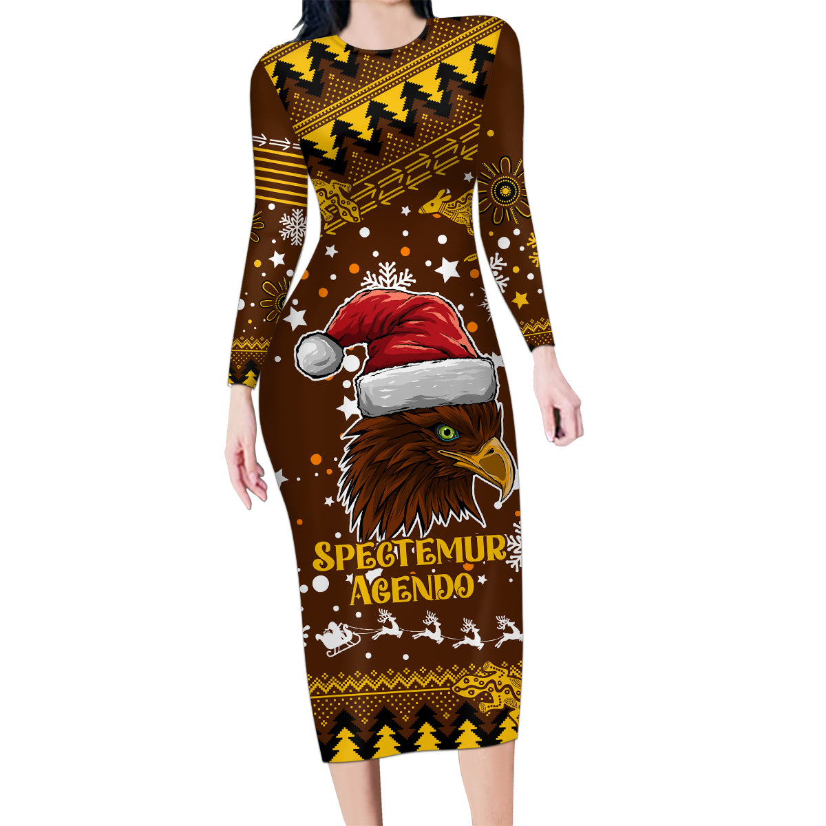 hawks-football-family-matching-long-sleeve-bodycon-dress-and-hawaiian-shirt-spectemur-agendo-christmas-vibe-2023