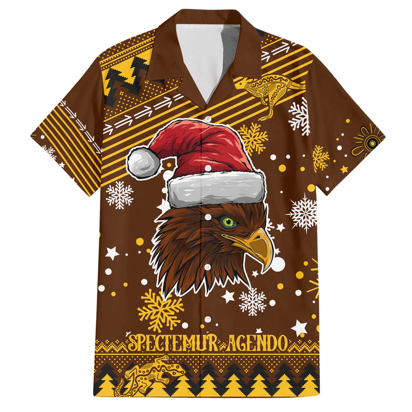 Custom Hawks Football Hawaiian Shirt Spectemur Agendo Christmas Vibe 2023 - Vibe Hoodie Shop