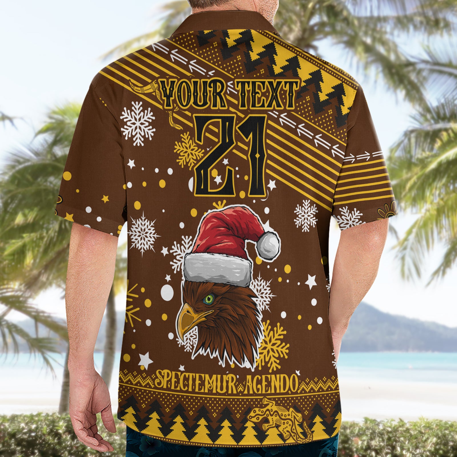 Custom Hawks Football Hawaiian Shirt Spectemur Agendo Christmas Vibe 2023 - Vibe Hoodie Shop
