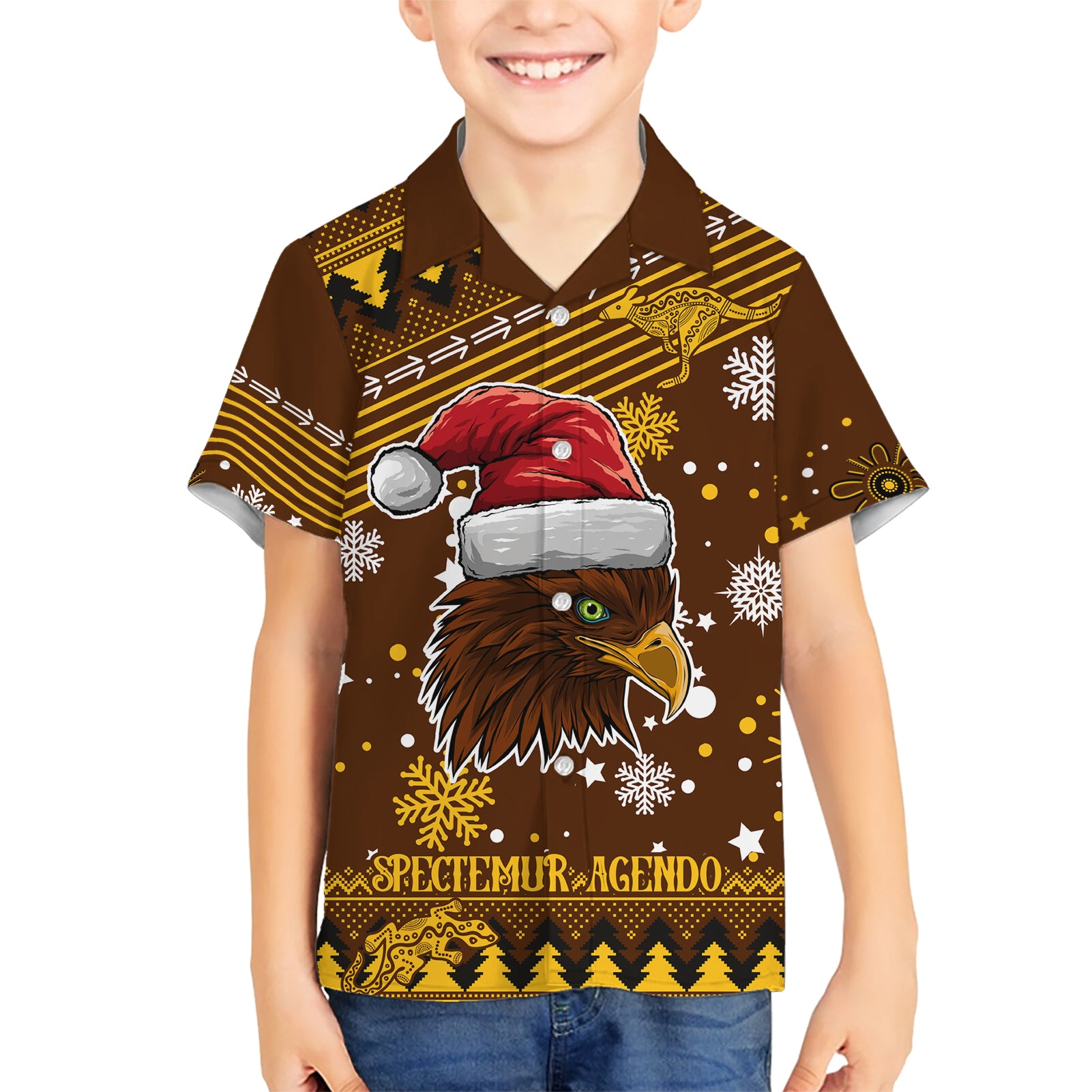 Custom Hawks Football Hawaiian Shirt Spectemur Agendo Christmas Vibe 2023 - Vibe Hoodie Shop