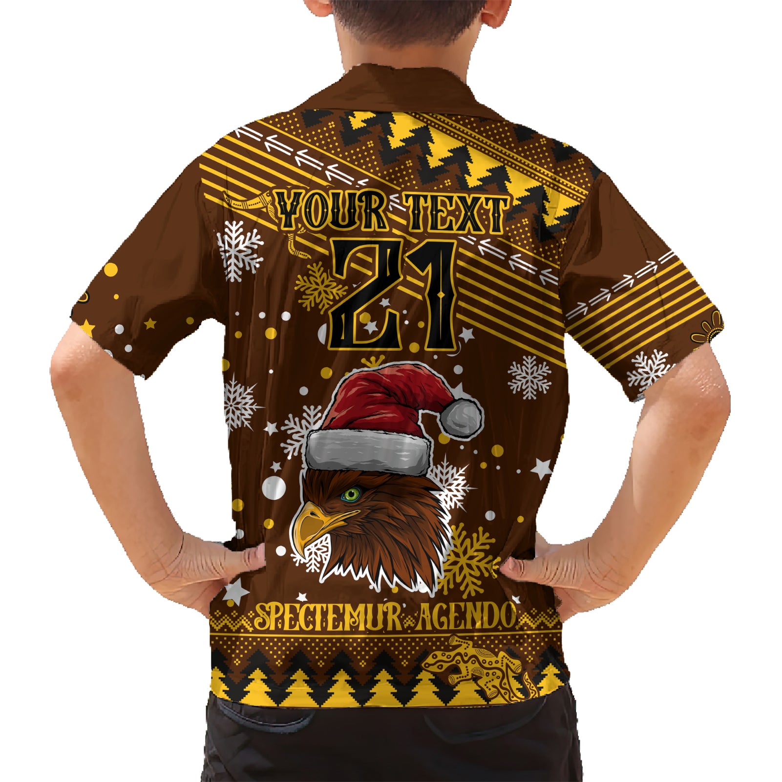 Custom Hawks Football Hawaiian Shirt Spectemur Agendo Christmas Vibe 2023 - Vibe Hoodie Shop