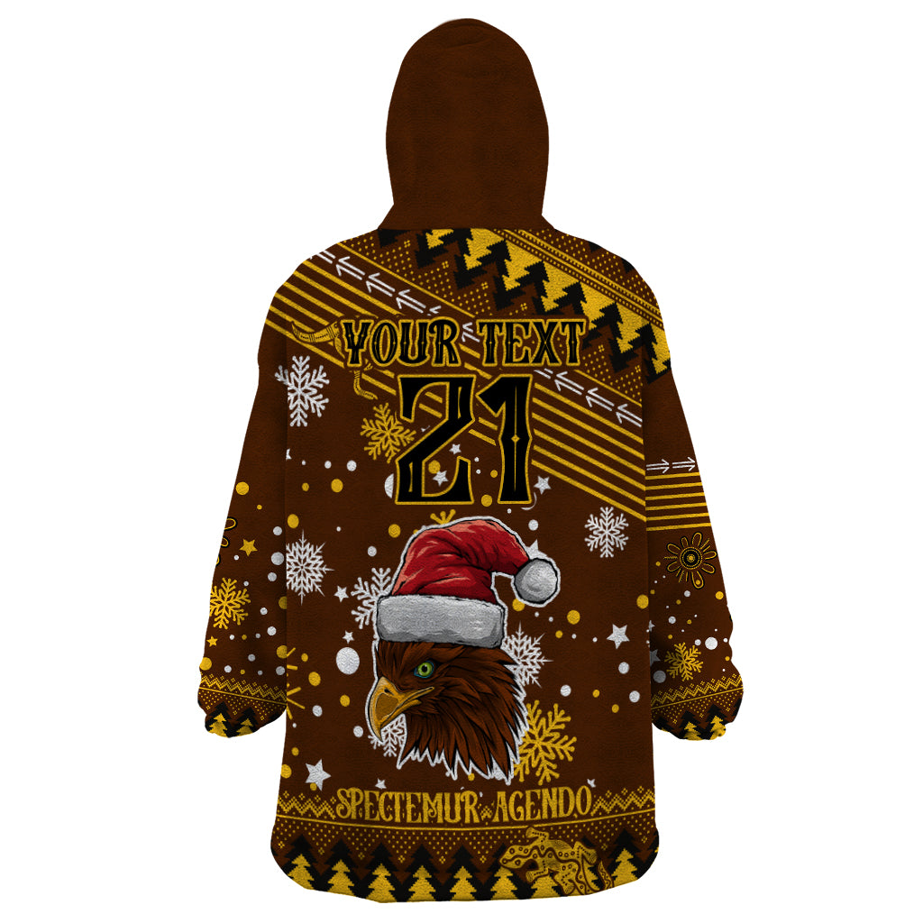 Custom Hawks Football Wearable Blanket Hoodie Spectemur Agendo Christmas Vibe 2023 - Vibe Hoodie Shop