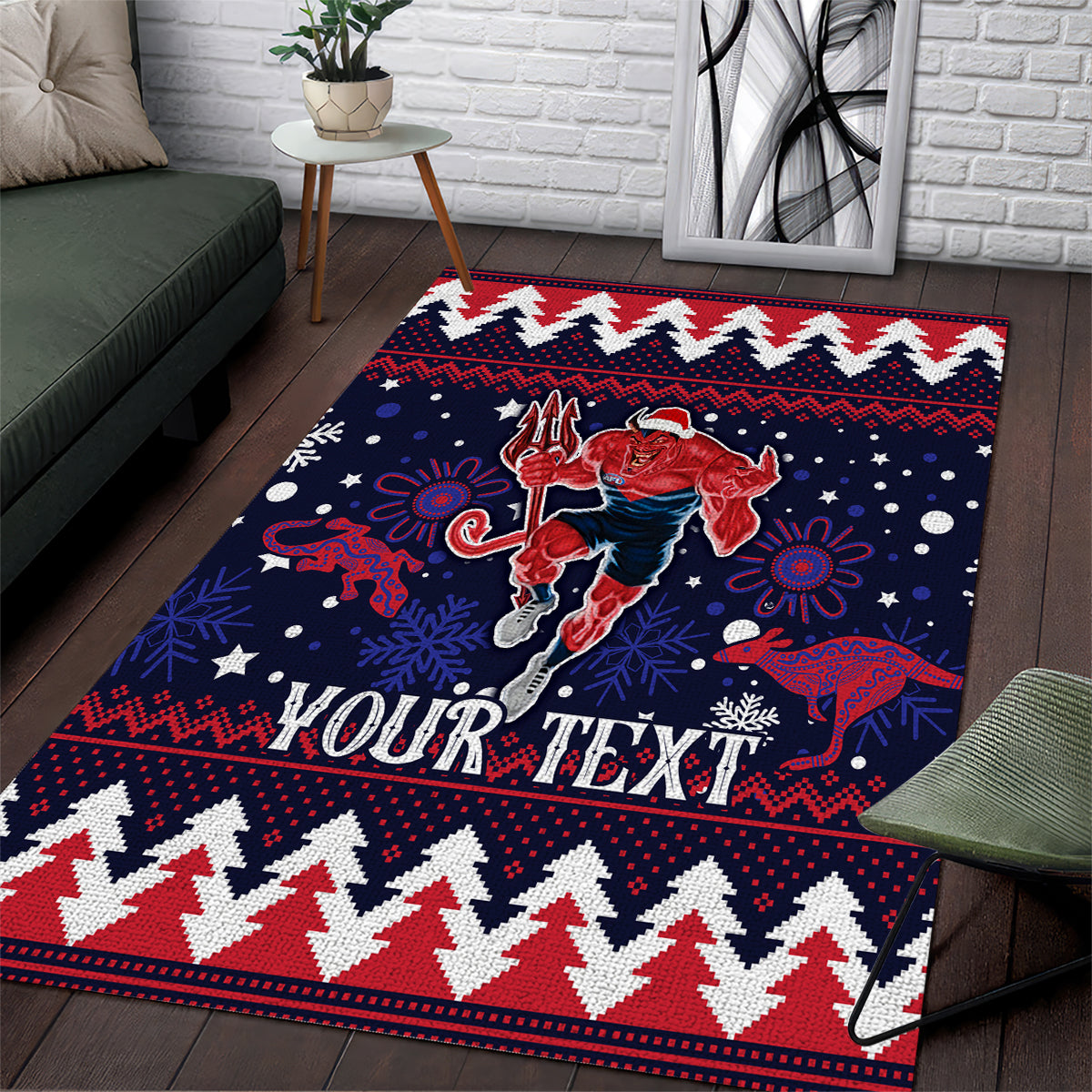 Custom Melbourne Demons Football Area Rug Narrm Christmas Vibe 2023 - Vibe Hoodie Shop