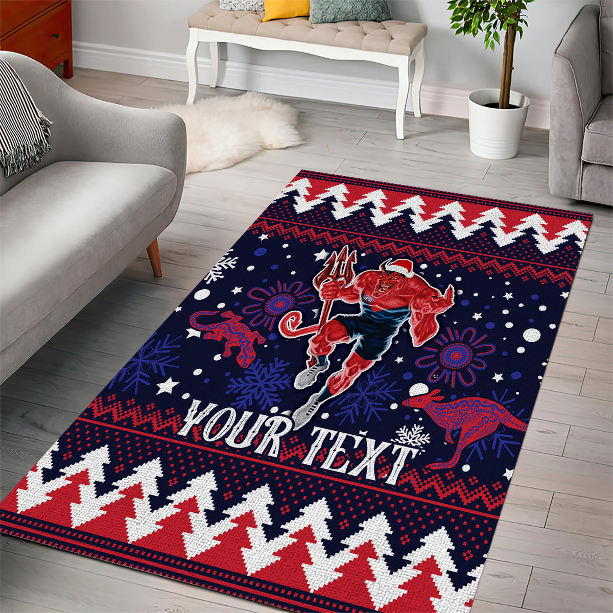 Custom Melbourne Demons Football Area Rug Narrm Christmas Vibe 2023 - Vibe Hoodie Shop