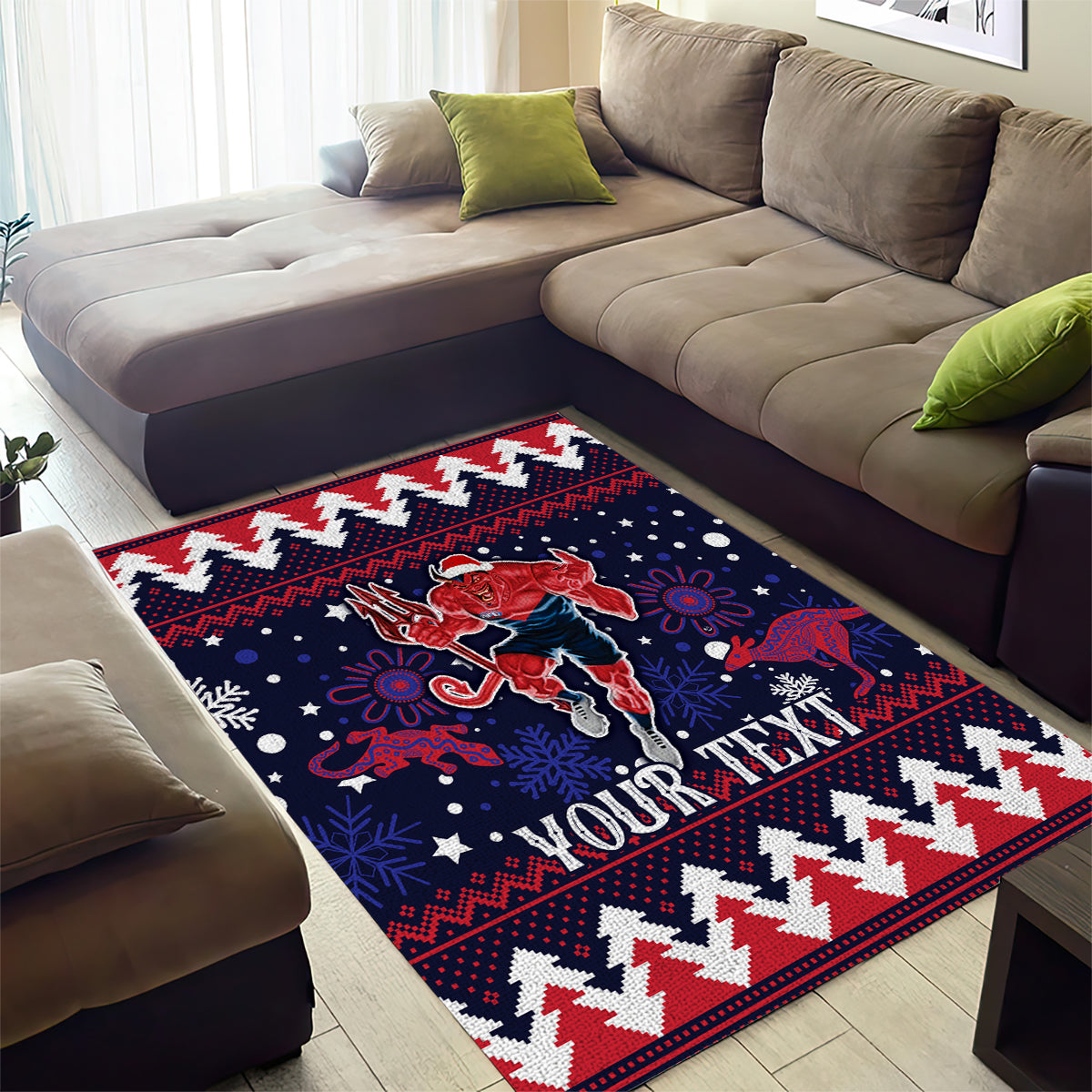 Custom Melbourne Demons Football Area Rug Narrm Christmas Vibe 2023 - Vibe Hoodie Shop