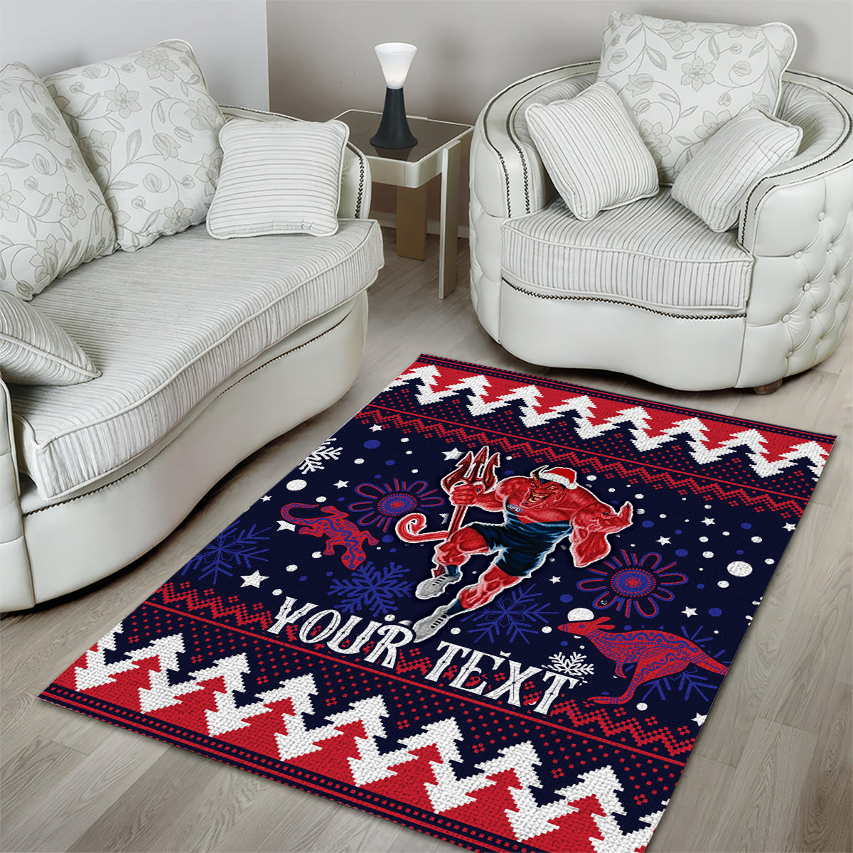 Custom Melbourne Demons Football Area Rug Narrm Christmas Vibe 2023 - Vibe Hoodie Shop