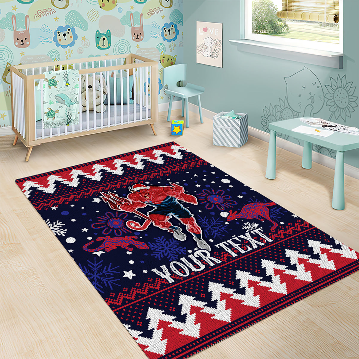 Custom Melbourne Demons Football Area Rug Narrm Christmas Vibe 2023 - Vibe Hoodie Shop