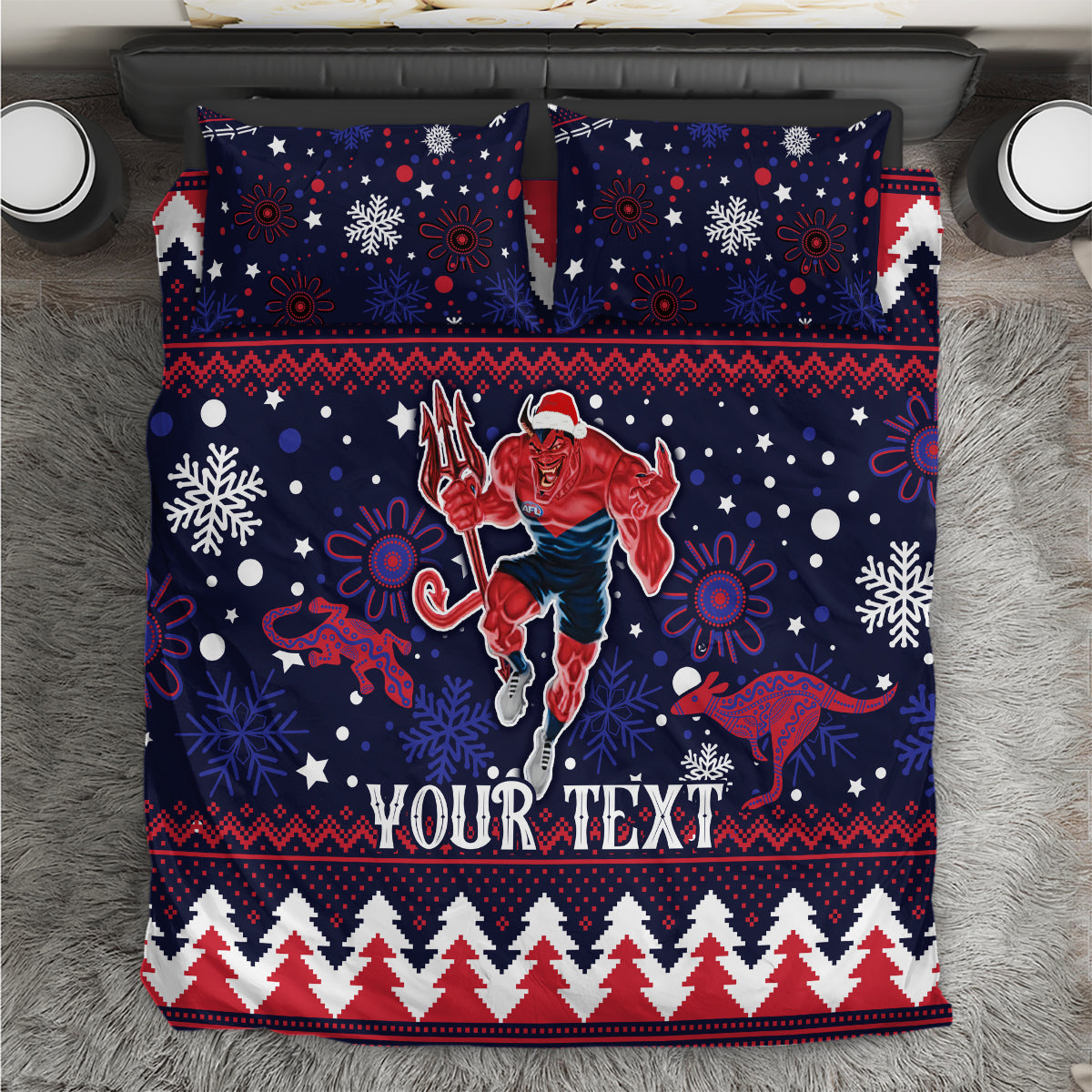 Custom Melbourne Demons Football Bedding Set Narrm Christmas Vibe 2023 - Vibe Hoodie Shop