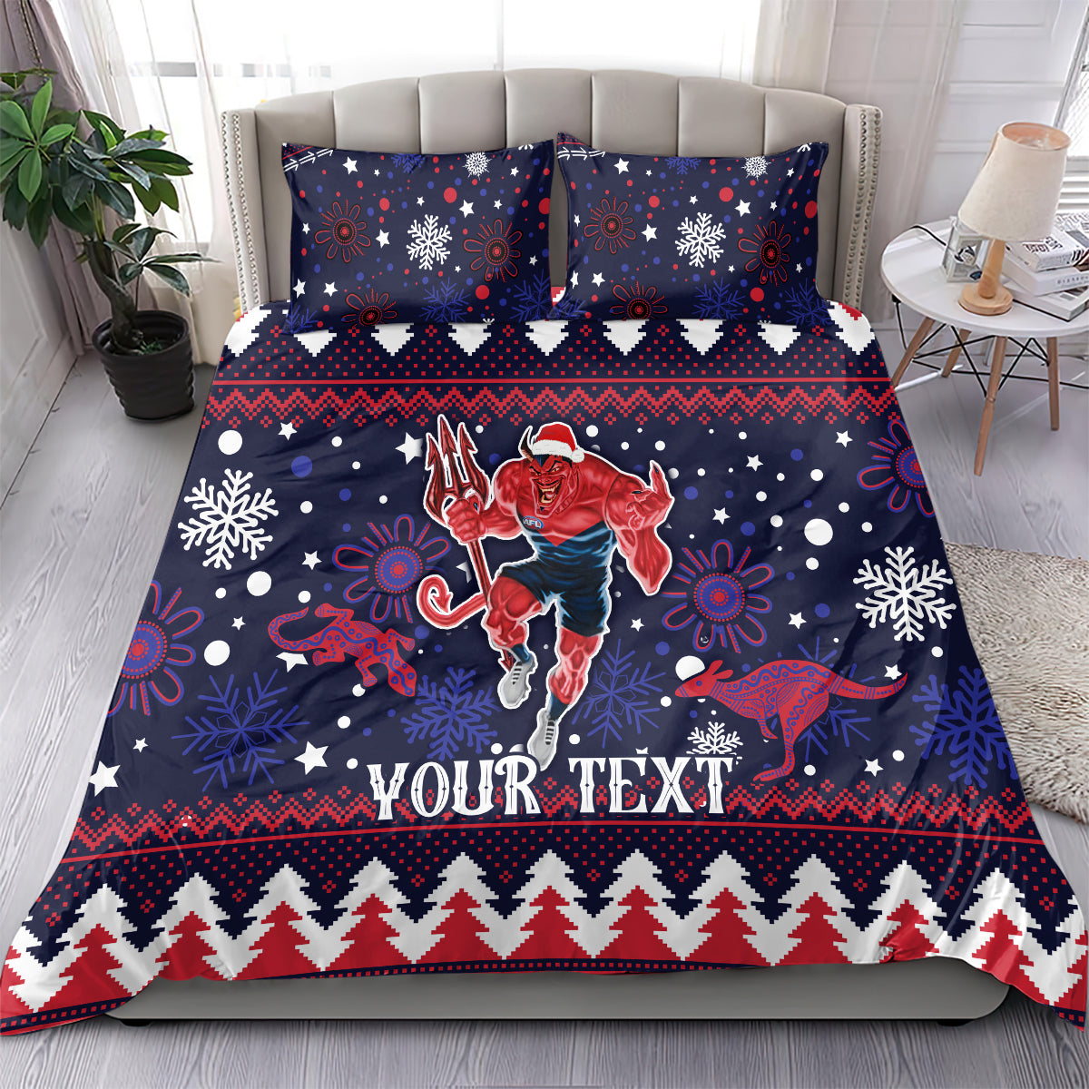 Custom Melbourne Demons Football Bedding Set Narrm Christmas Vibe 2023 - Vibe Hoodie Shop