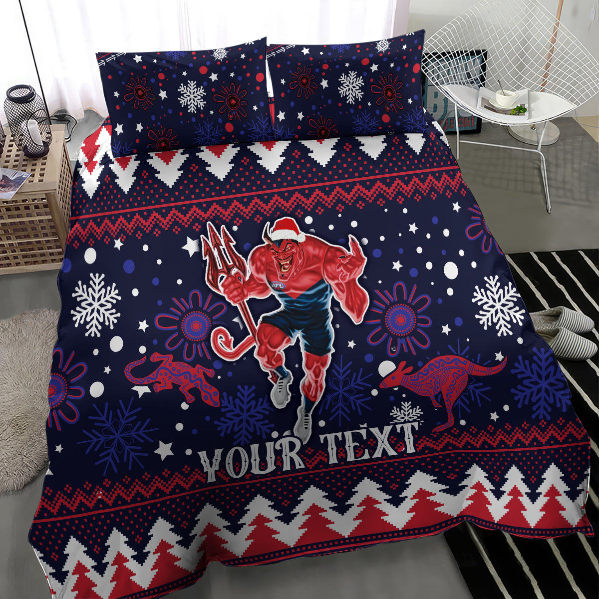 Custom Melbourne Demons Football Bedding Set Narrm Christmas Vibe 2023 - Vibe Hoodie Shop
