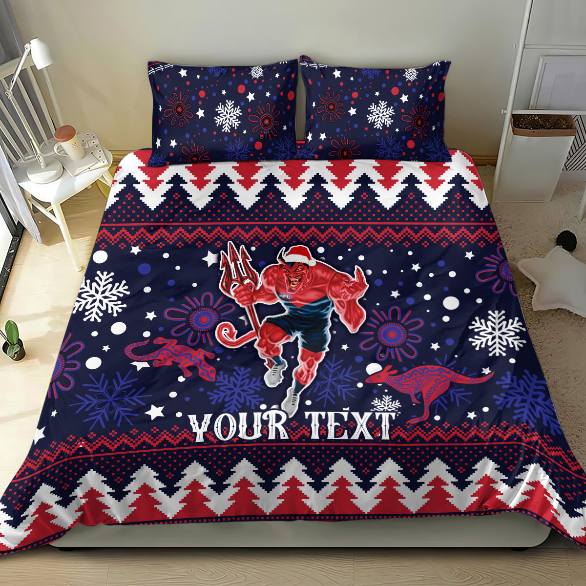 Custom Melbourne Demons Football Bedding Set Narrm Christmas Vibe 2023 - Vibe Hoodie Shop