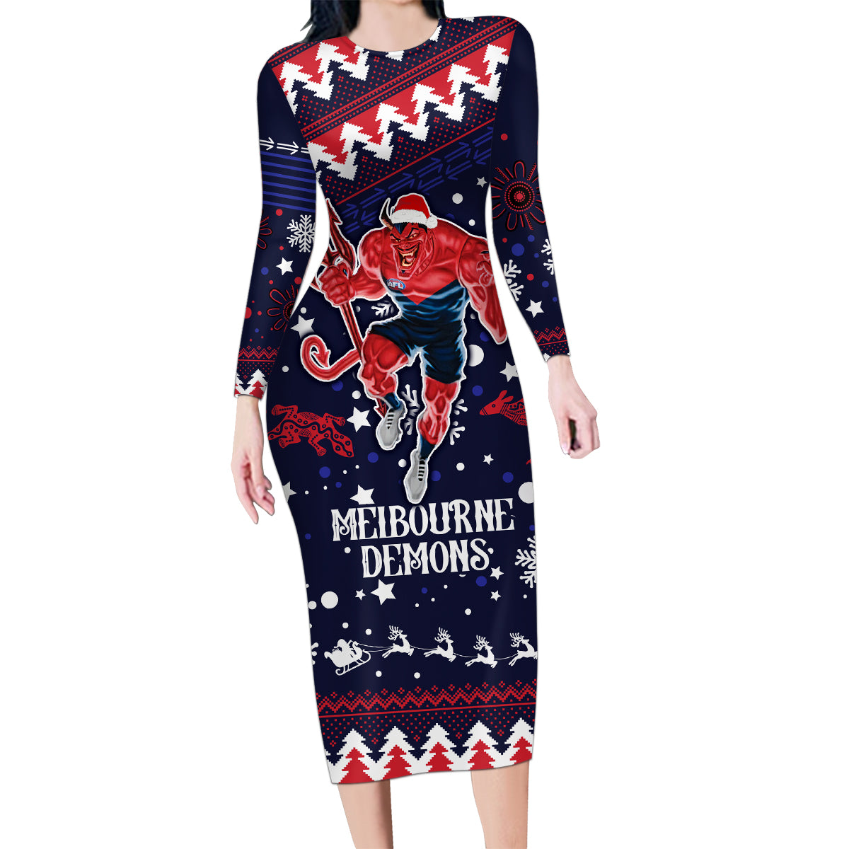 custom-melbourne-demons-football-family-matching-long-sleeve-bodycon-dress-and-hawaiian-shirt-narrm-christmas-vibe-2023