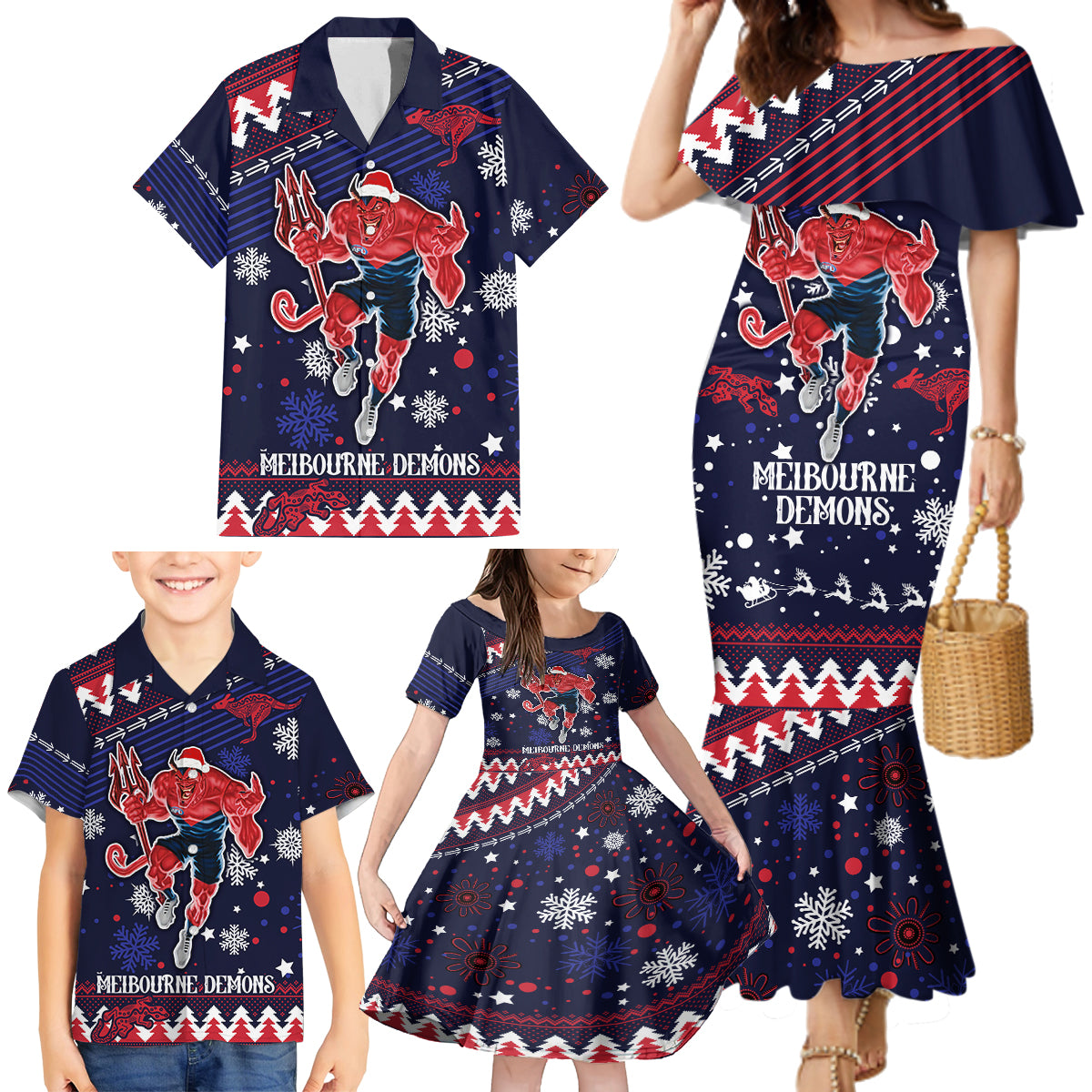 custom-melbourne-demons-football-family-matching-mermaid-dress-and-hawaiian-shirt-narrm-christmas-vibe-2023