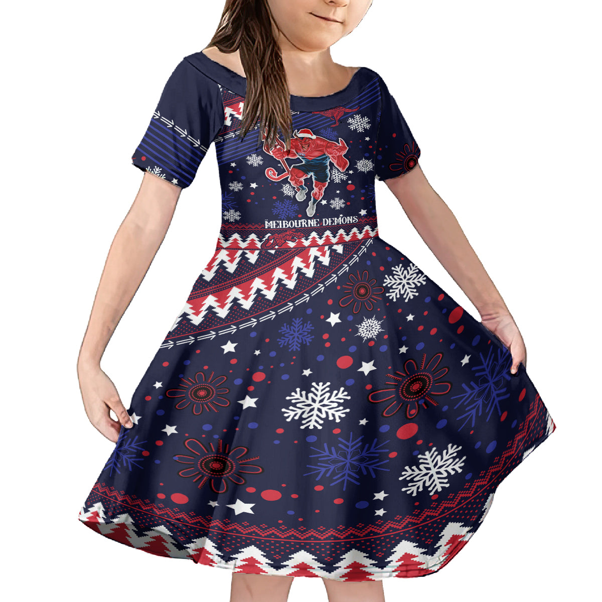 custom-melbourne-demons-football-family-matching-off-shoulder-long-sleeve-dress-and-hawaiian-shirt-narrm-christmas-vibe-2023