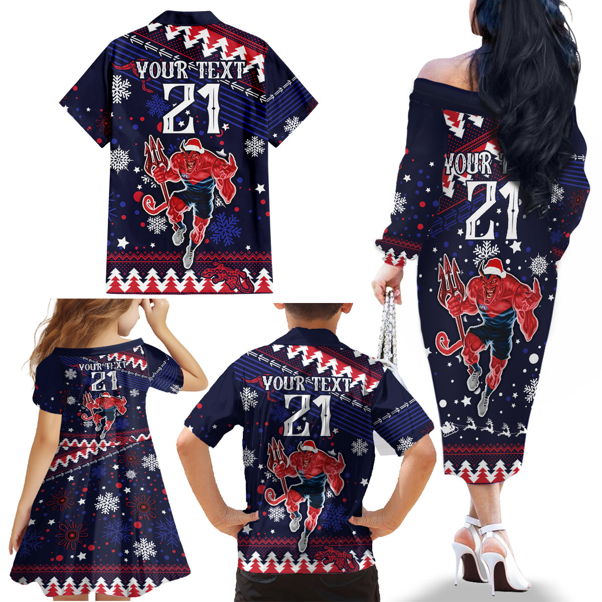 custom-melbourne-demons-football-family-matching-off-shoulder-long-sleeve-dress-and-hawaiian-shirt-narrm-christmas-vibe-2023