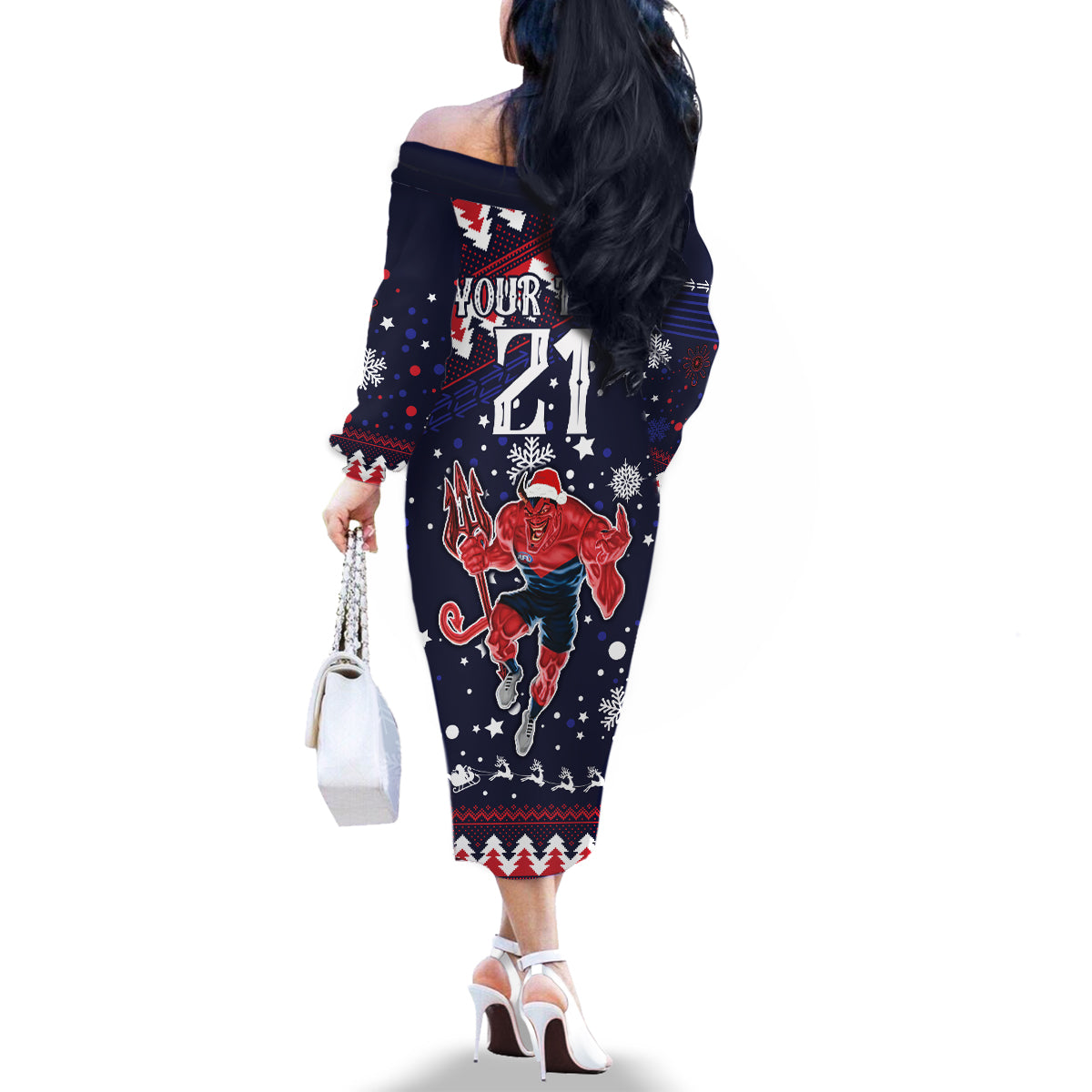 custom-melbourne-demons-football-family-matching-off-shoulder-long-sleeve-dress-and-hawaiian-shirt-narrm-christmas-vibe-2023