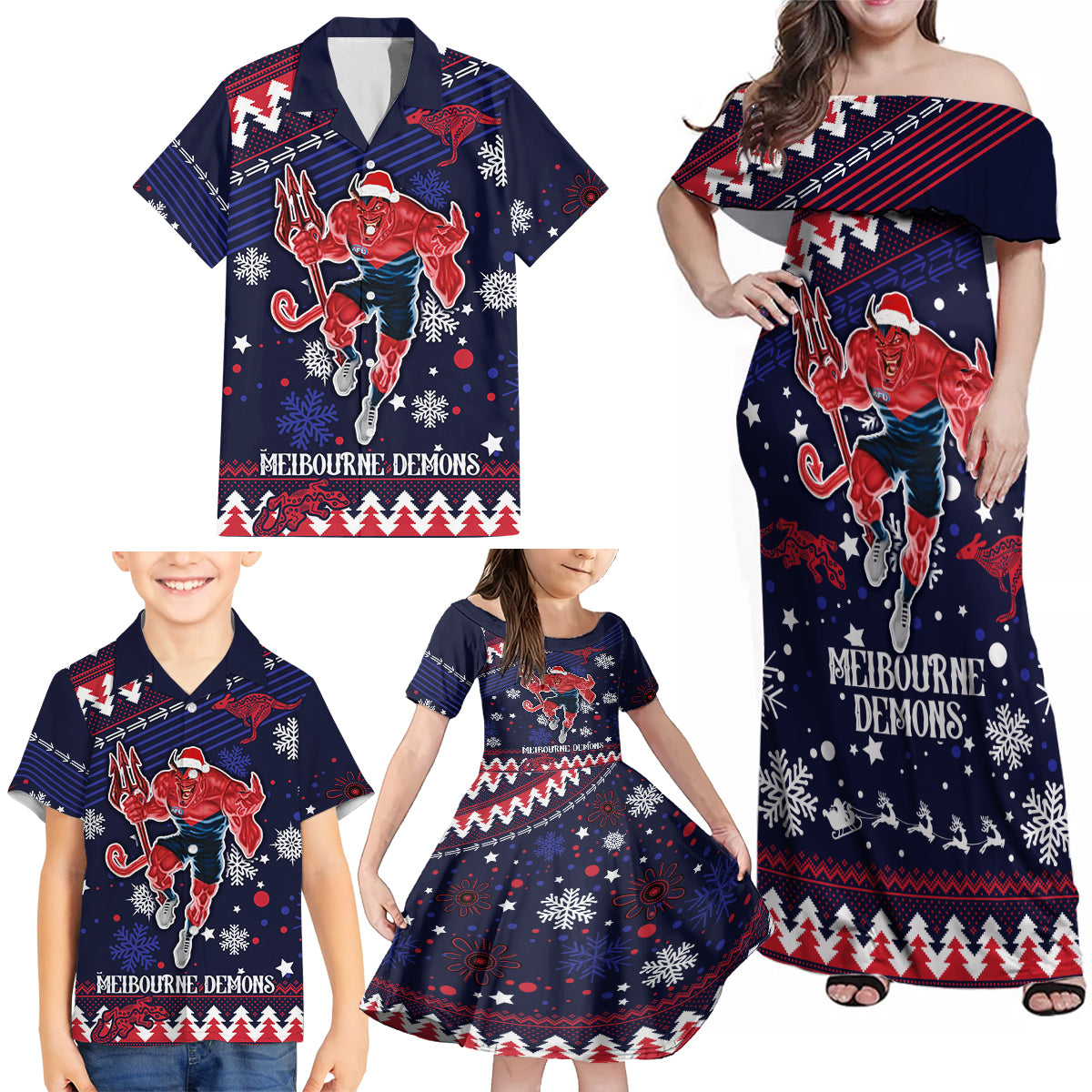 custom-melbourne-demons-football-family-matching-off-shoulder-maxi-dress-and-hawaiian-shirt-narrm-christmas-vibe-2023