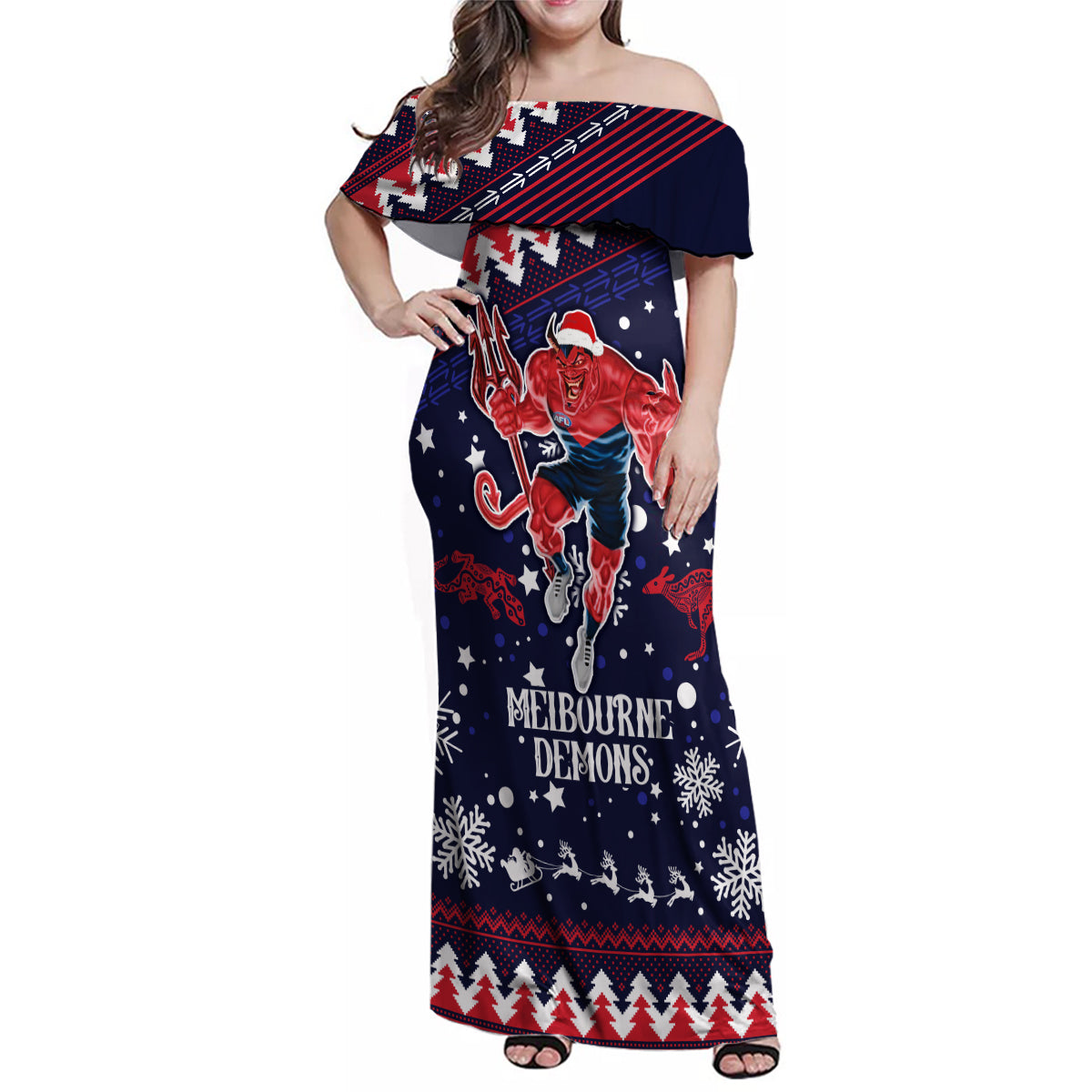 custom-melbourne-demons-football-family-matching-off-shoulder-maxi-dress-and-hawaiian-shirt-narrm-christmas-vibe-2023