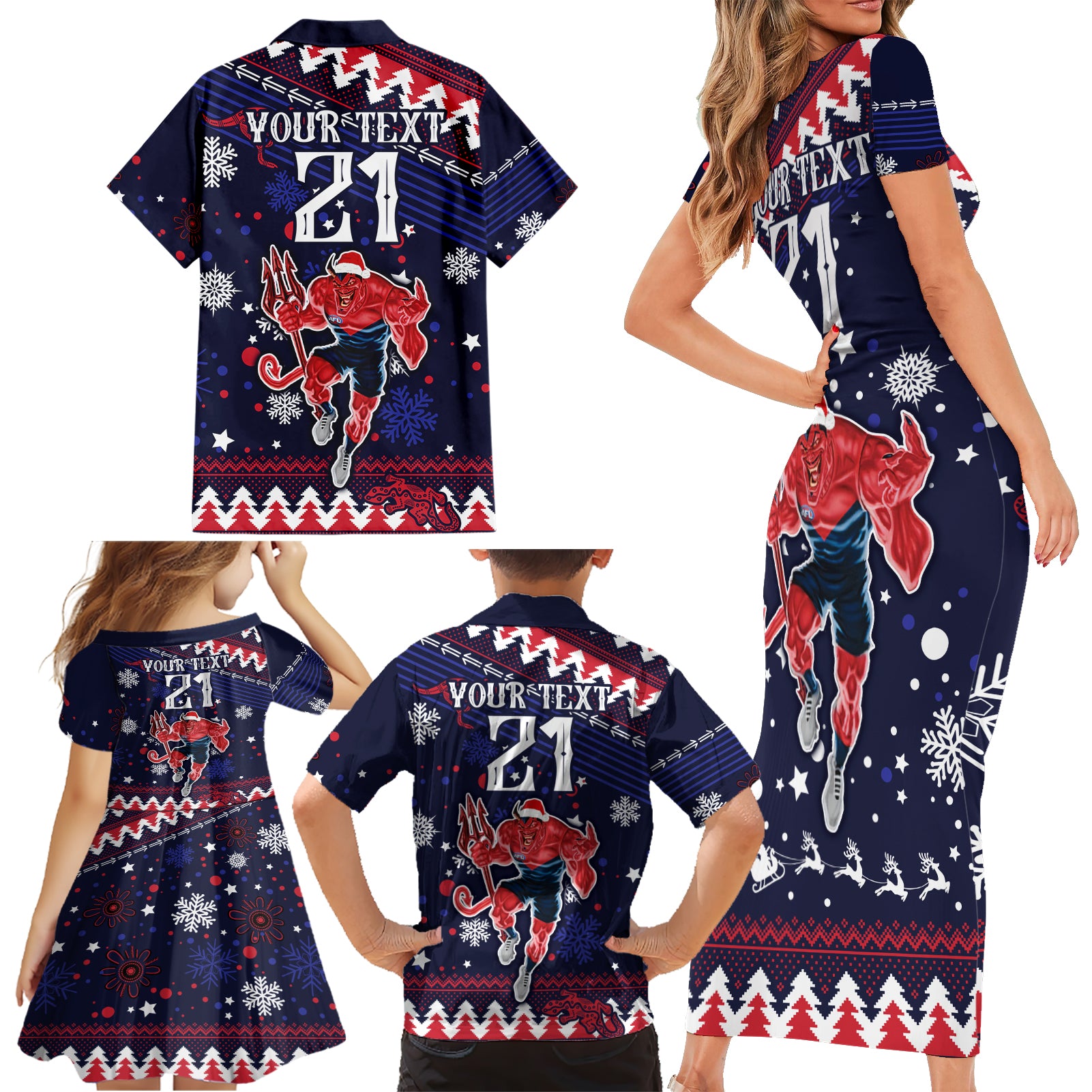 custom-melbourne-demons-football-family-matching-short-sleeve-bodycon-dress-and-hawaiian-shirt-narrm-christmas-vibe-2023