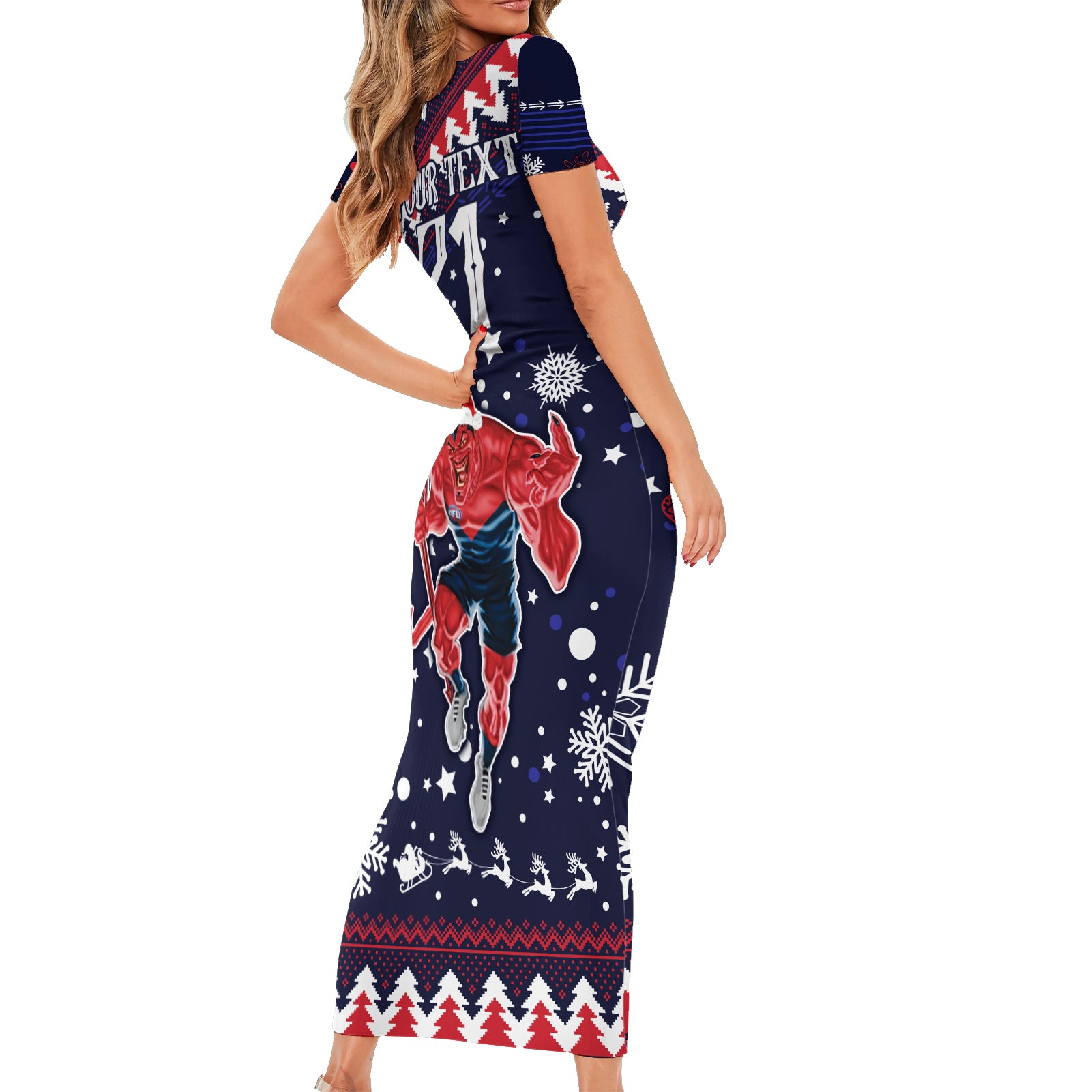 custom-melbourne-demons-football-family-matching-short-sleeve-bodycon-dress-and-hawaiian-shirt-narrm-christmas-vibe-2023