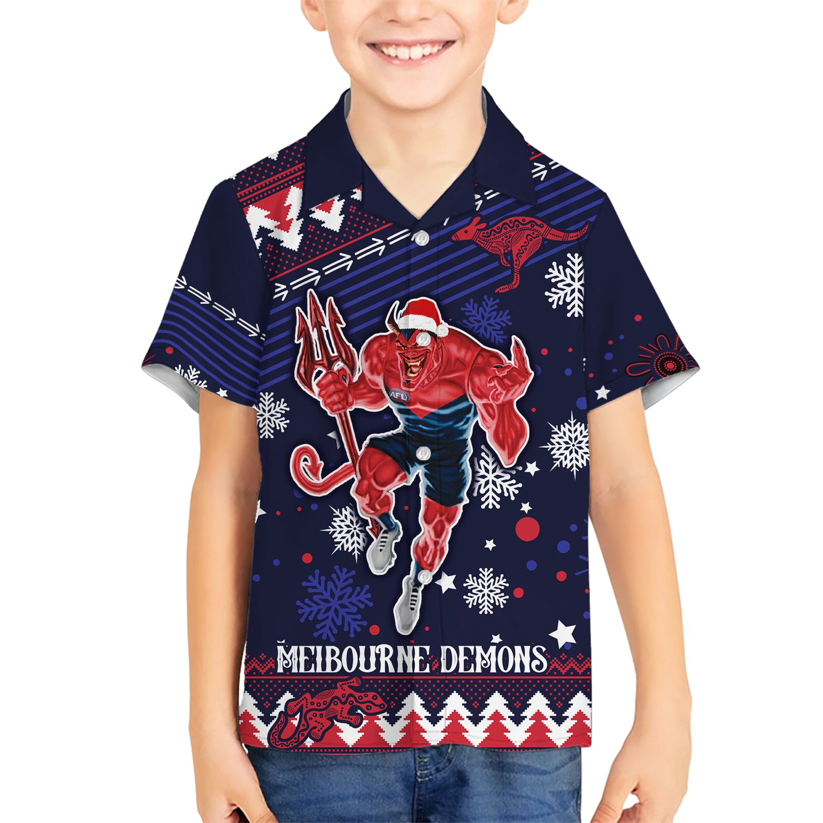 Custom Melbourne Demons Football Hawaiian Shirt Narrm Christmas Vibe 2023 - Vibe Hoodie Shop