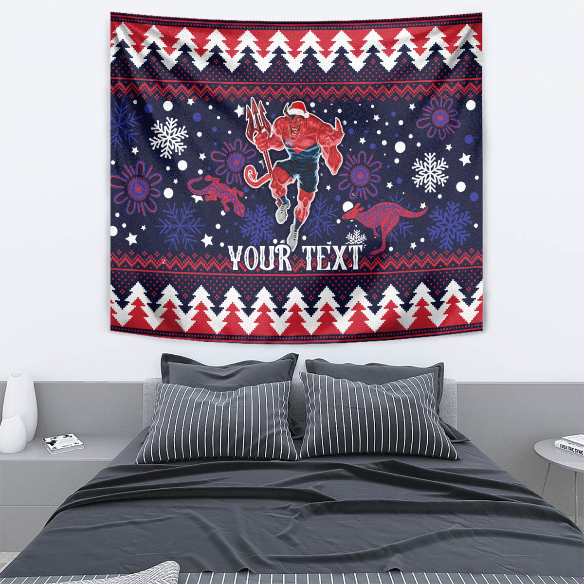 Custom Melbourne Demons Football Tapestry Narrm Christmas Vibe 2023 - Vibe Hoodie Shop