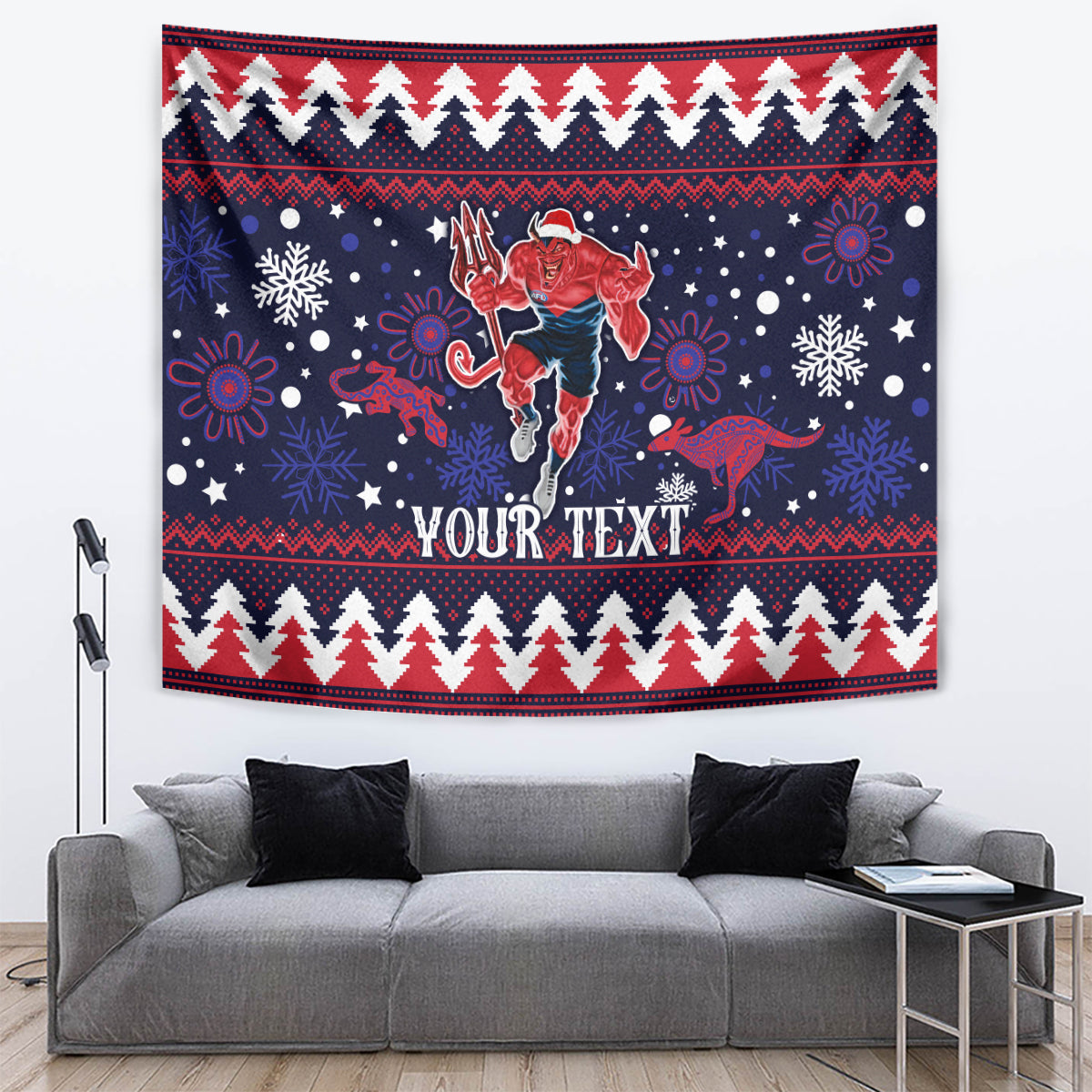 Custom Melbourne Demons Football Tapestry Narrm Christmas Vibe 2023 - Vibe Hoodie Shop